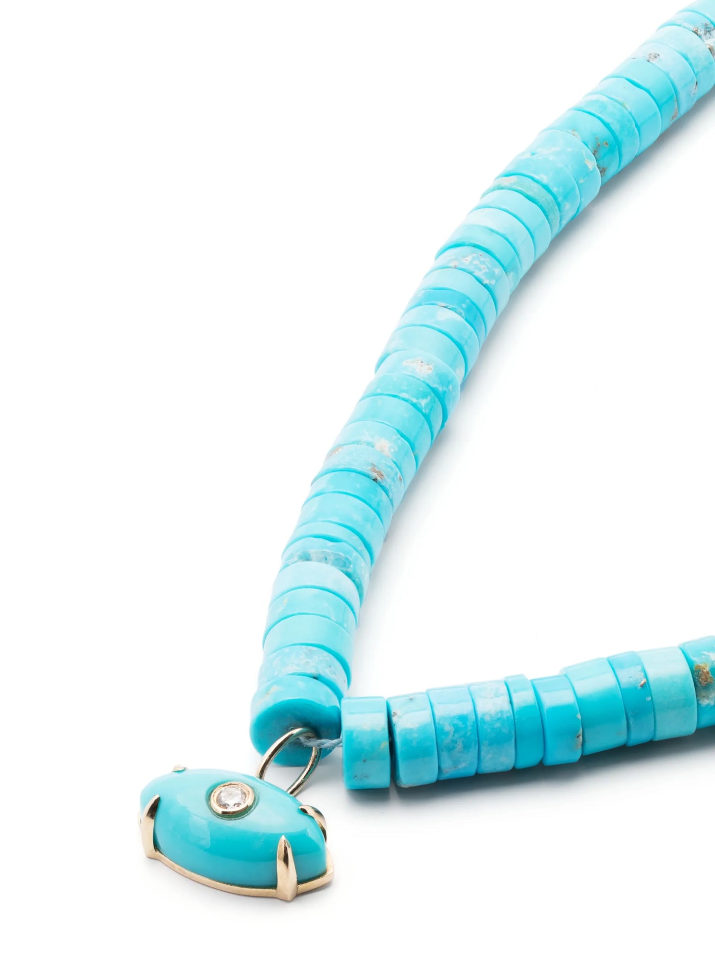 14kt white gold turquoise and diamond bead necklace