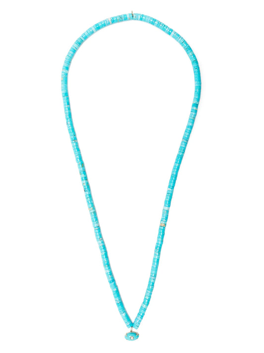 14kt white gold turquoise and diamond bead necklace