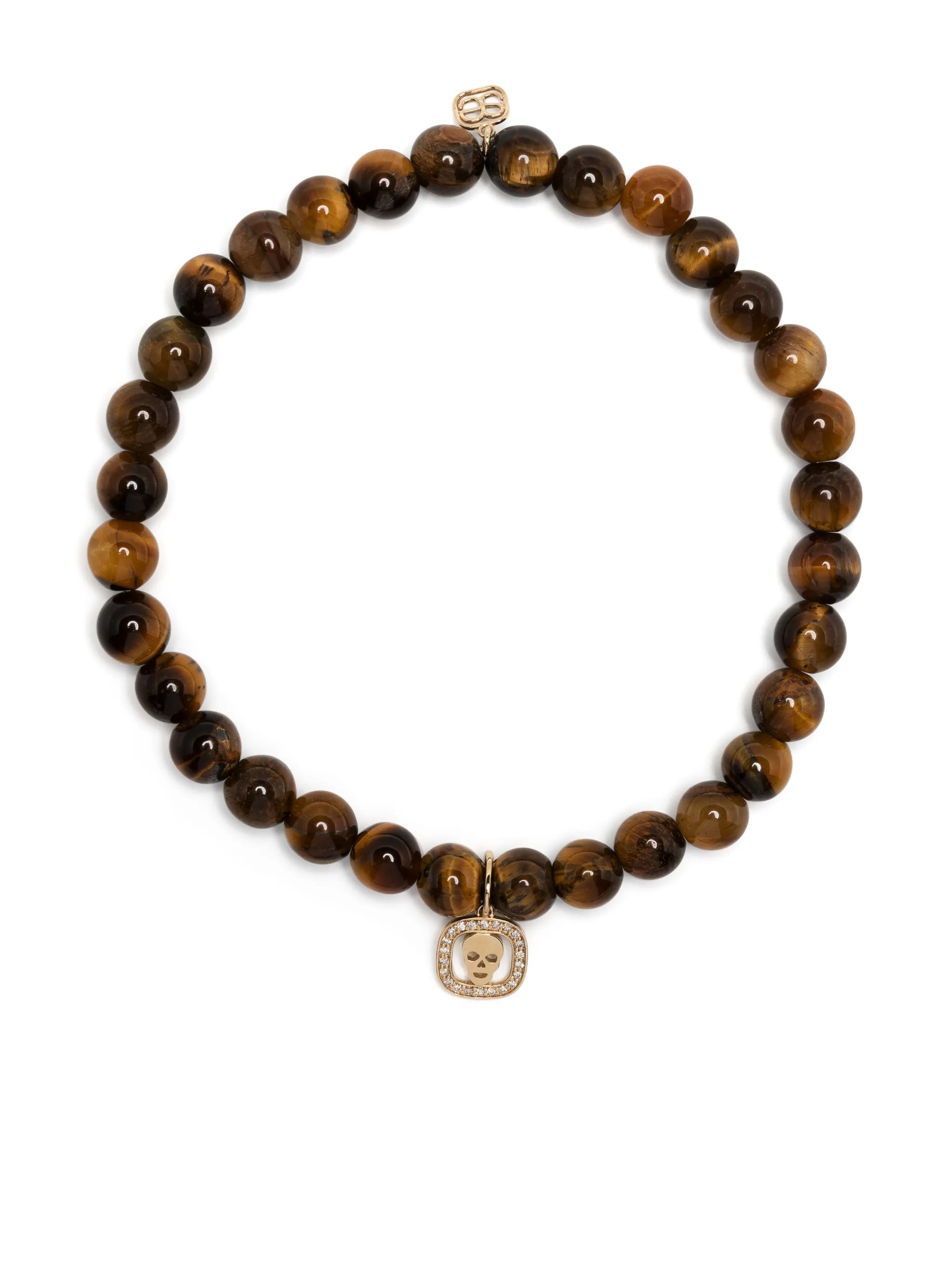 14kt yellow gold tiger eye charm bracelet