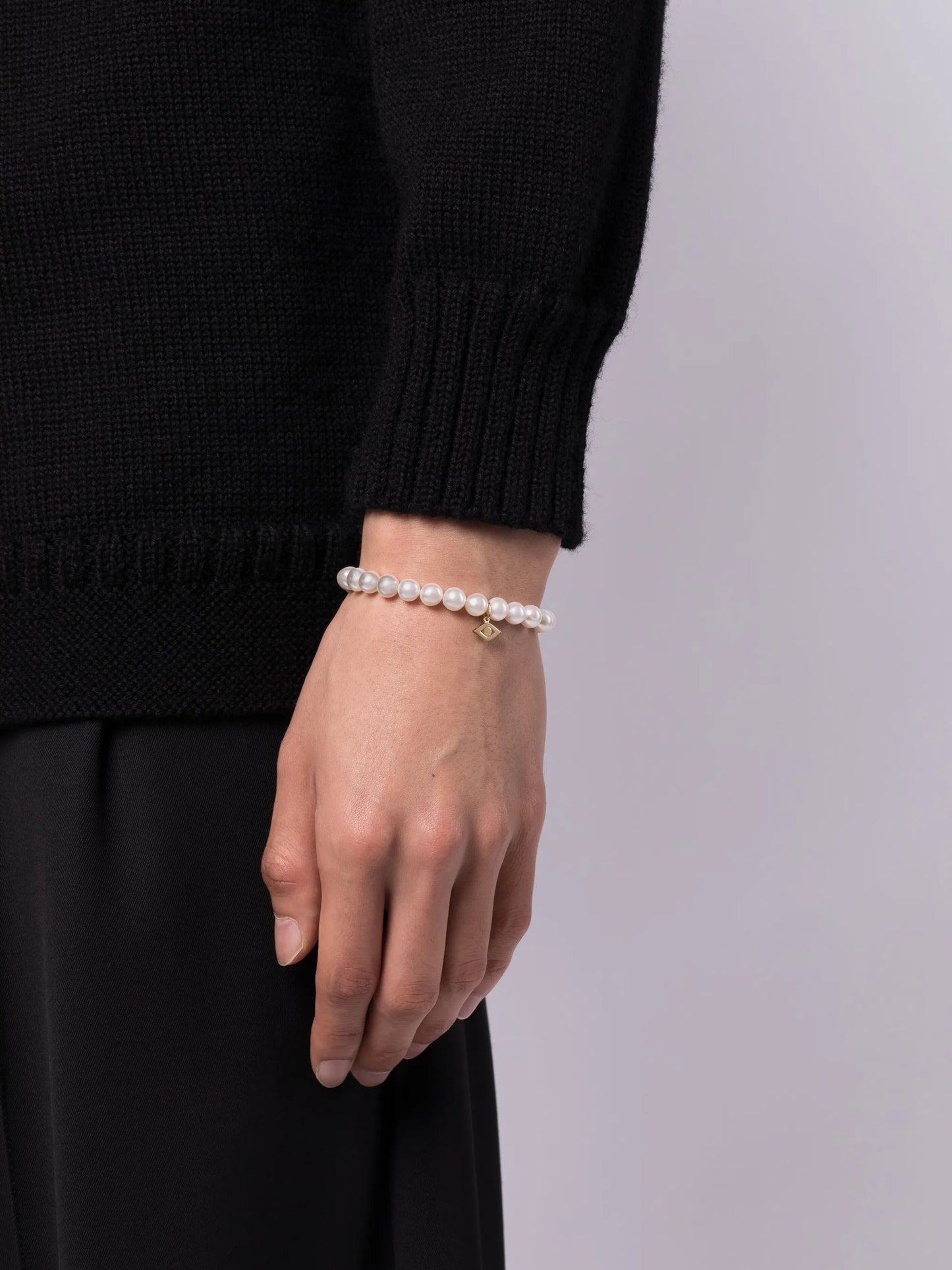 14kt yellow gold Evil Eye pearl bracelet