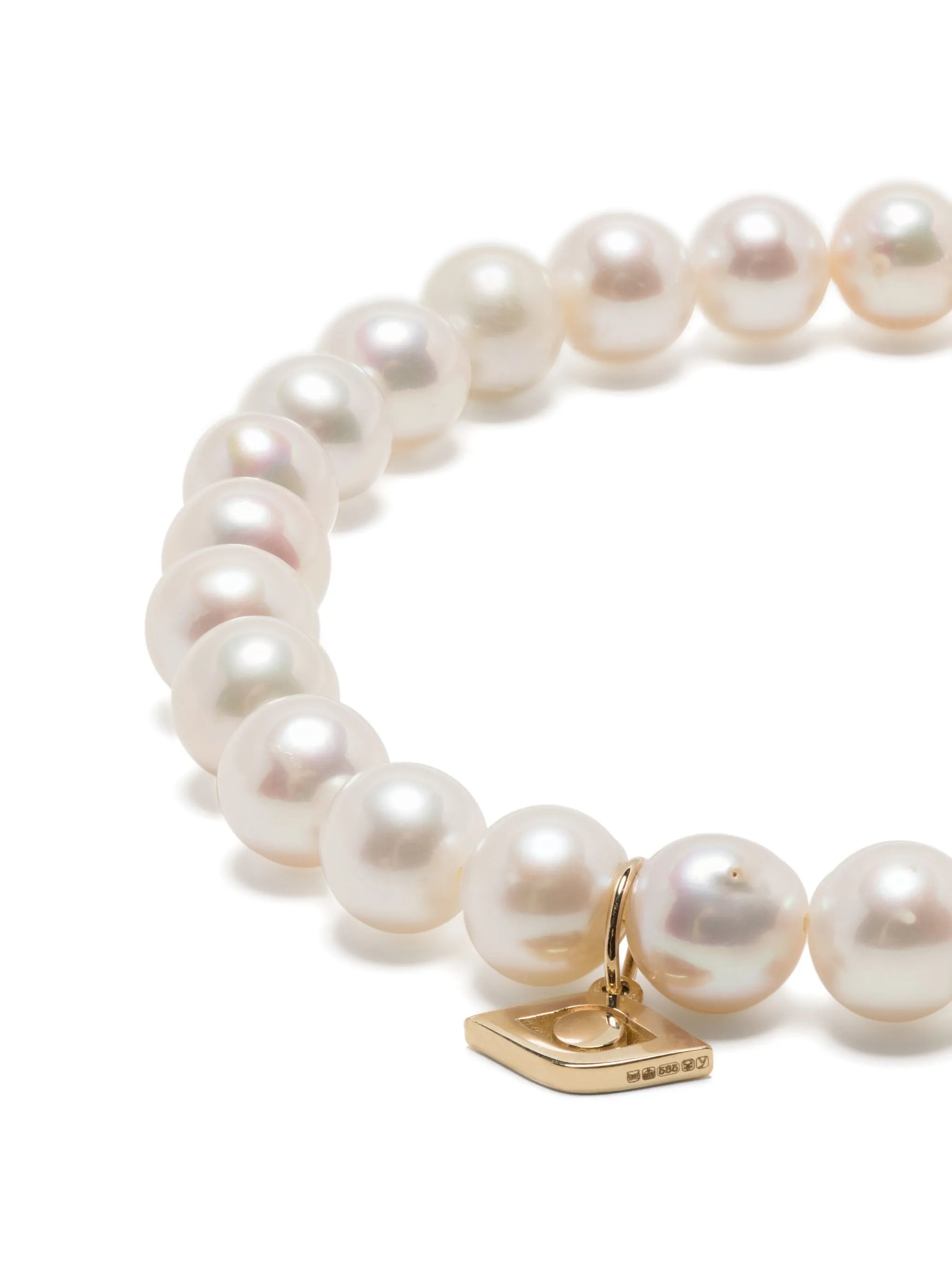14kt yellow gold Evil Eye pearl bracelet
