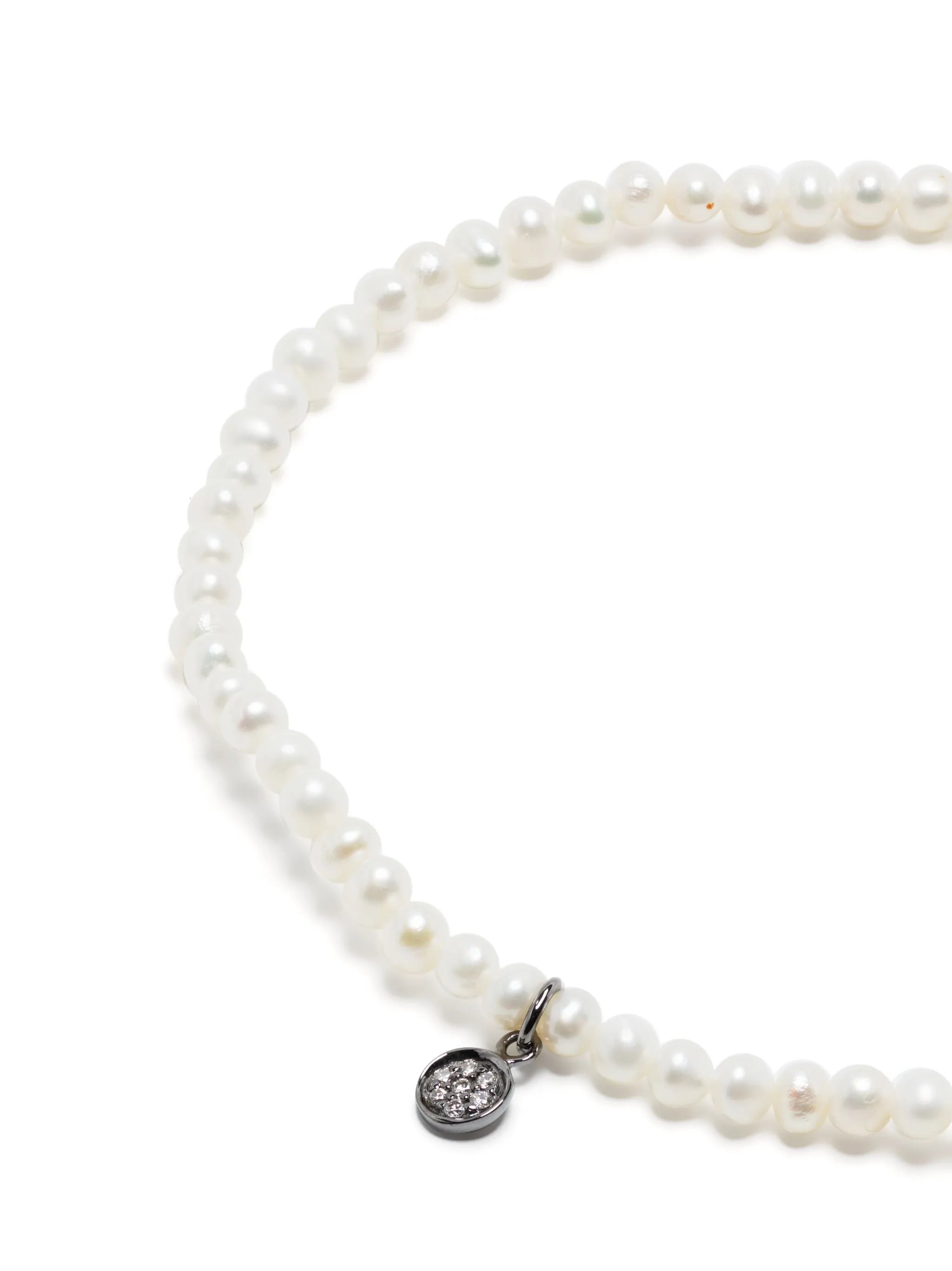 14kt white gold charm diamond beaded bracelet