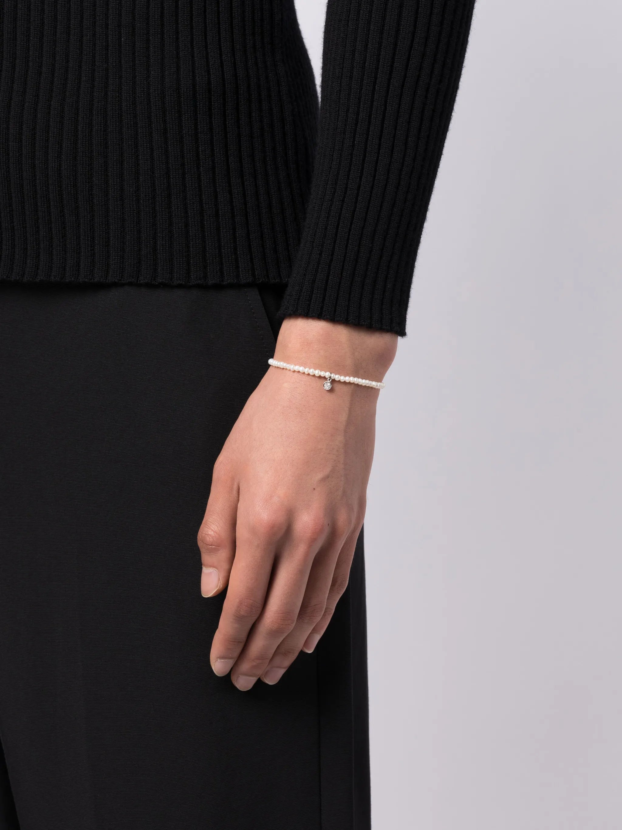 14kt white gold charm diamond beaded bracelet