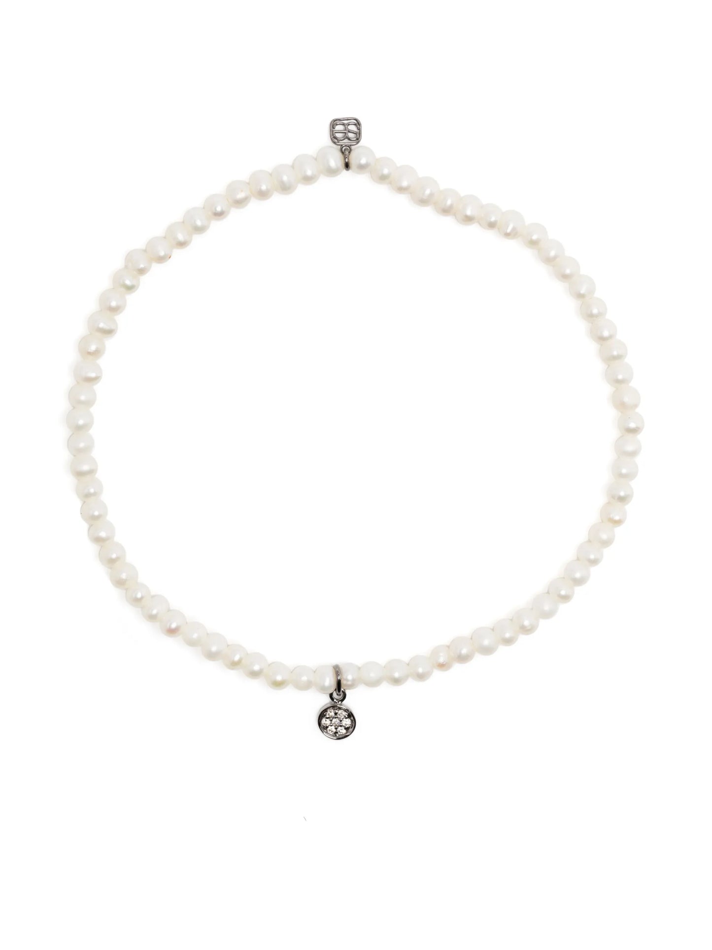 14kt white gold charm diamond beaded bracelet