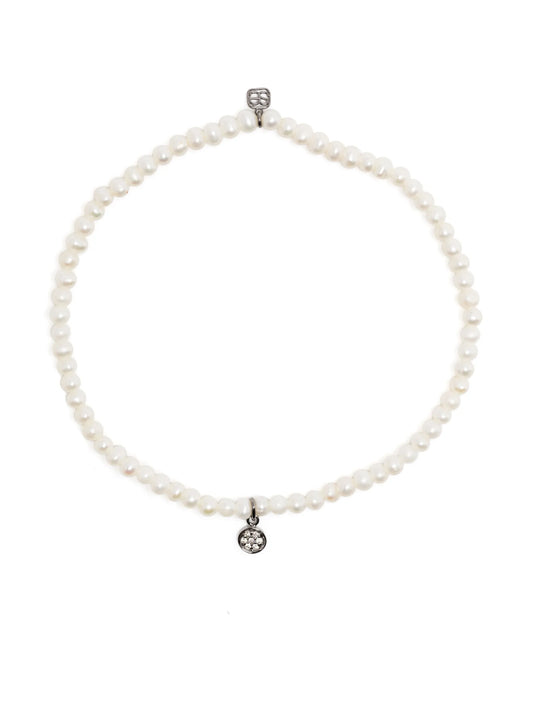 14kt white gold charm diamond beaded bracelet
