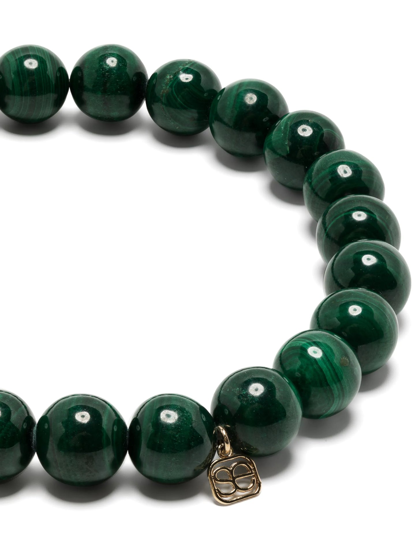 14kt yellow-gold malachite emerald beaded bracelet