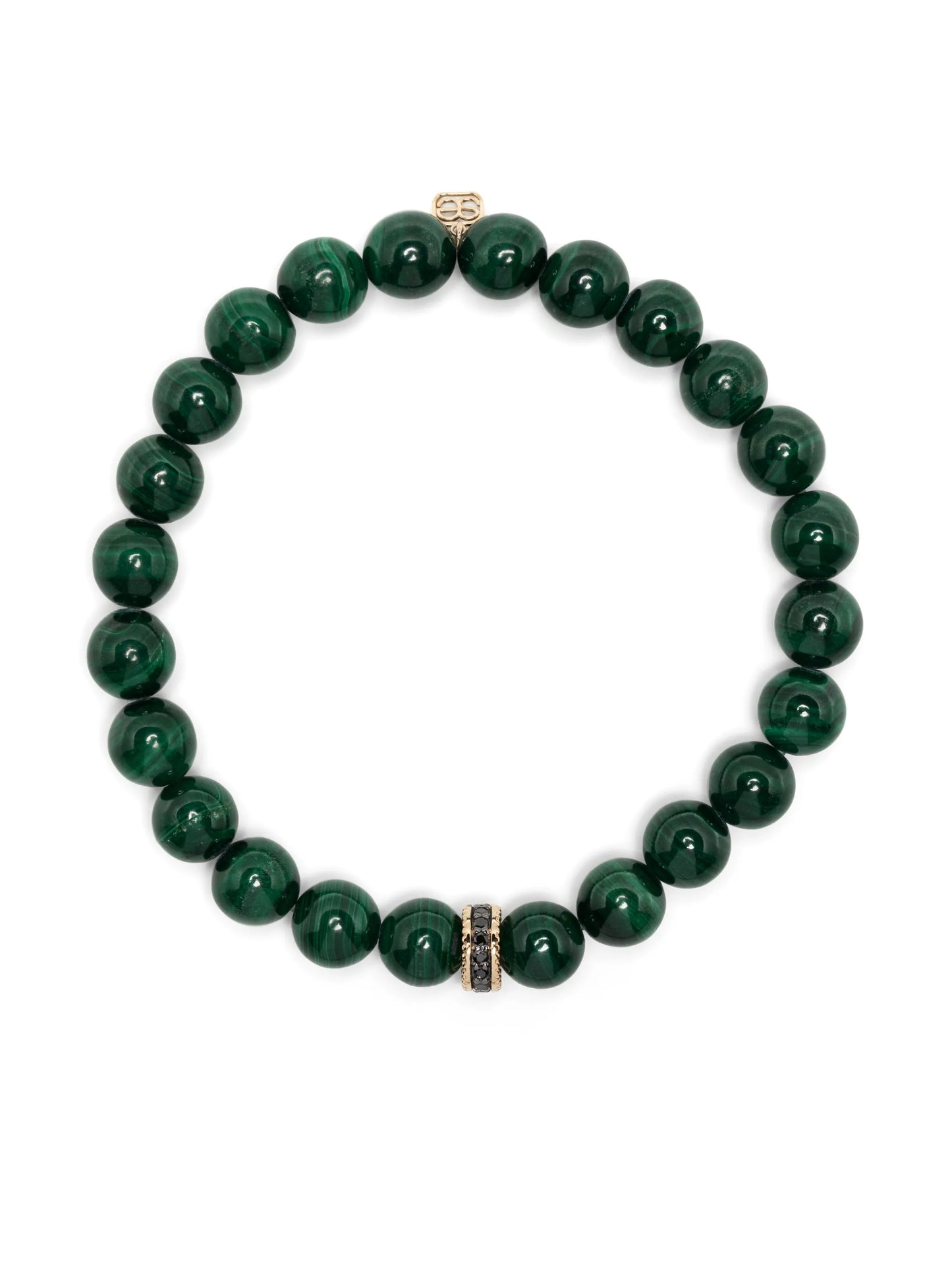 14kt yellow-gold malachite emerald beaded bracelet