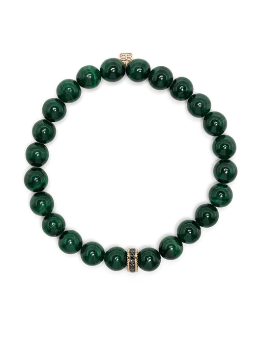 14kt yellow-gold malachite emerald beaded bracelet