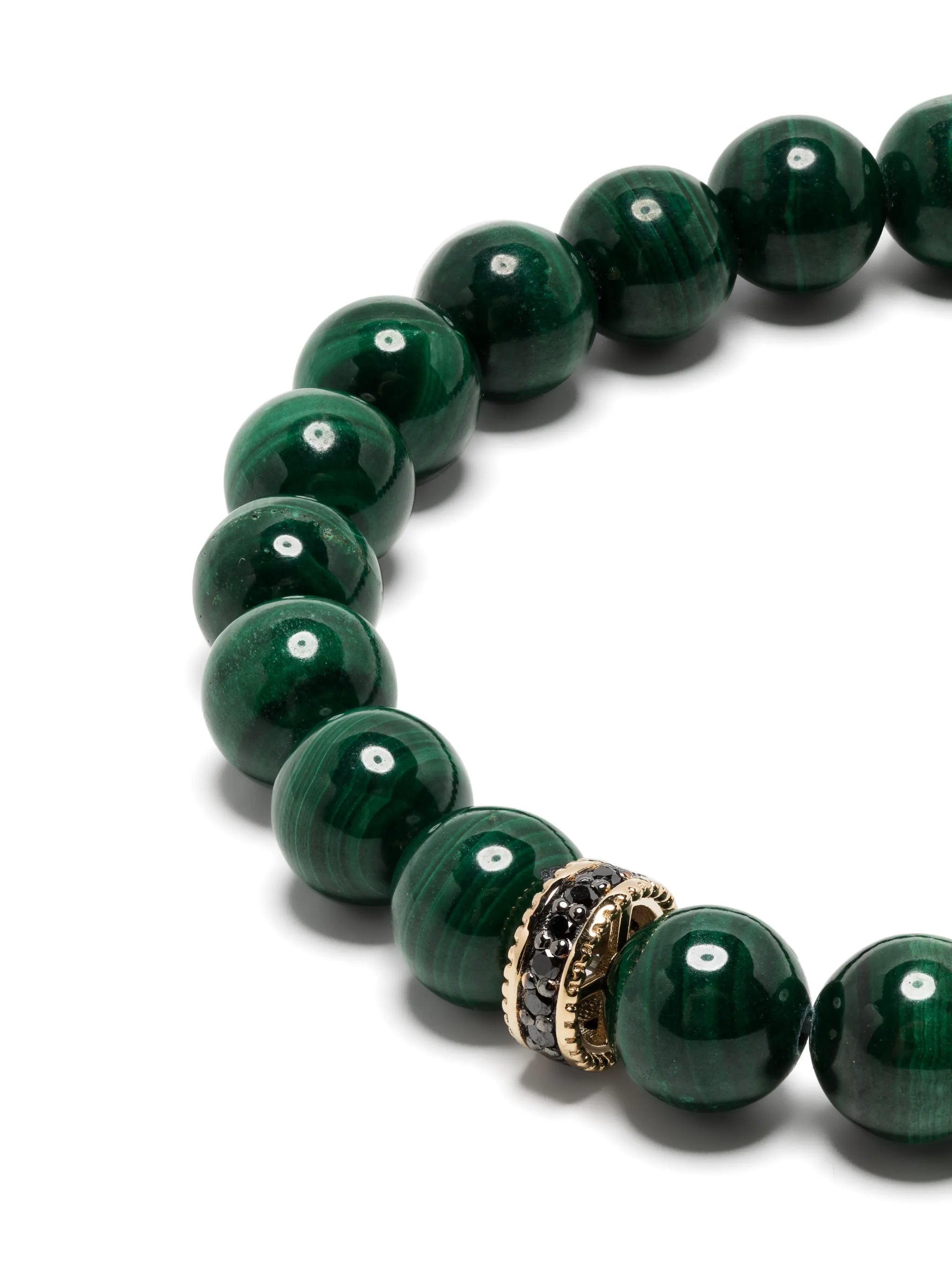 14kt yellow-gold malachite emerald beaded bracelet