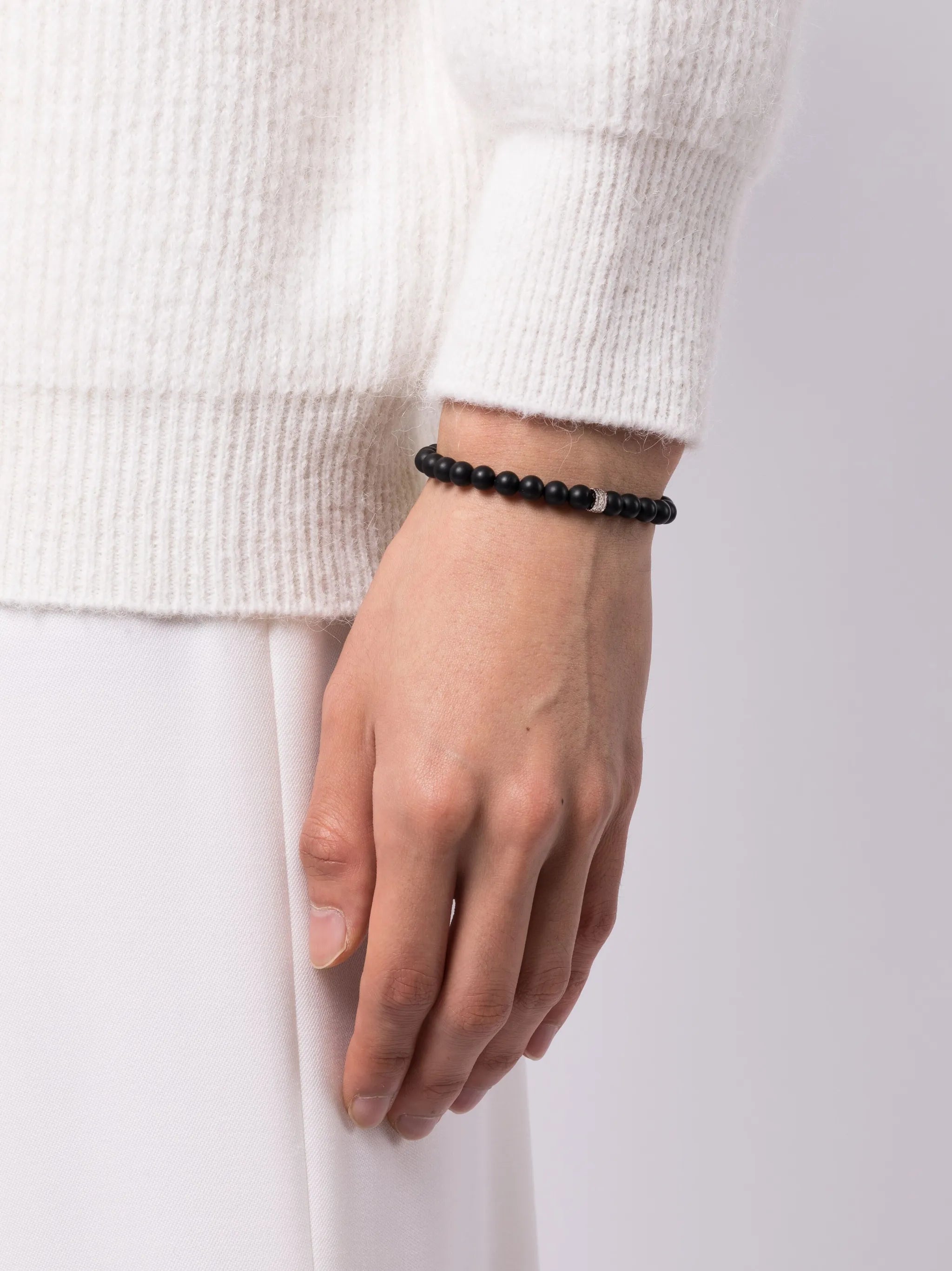 14kt white gold onyx beaded bracelet