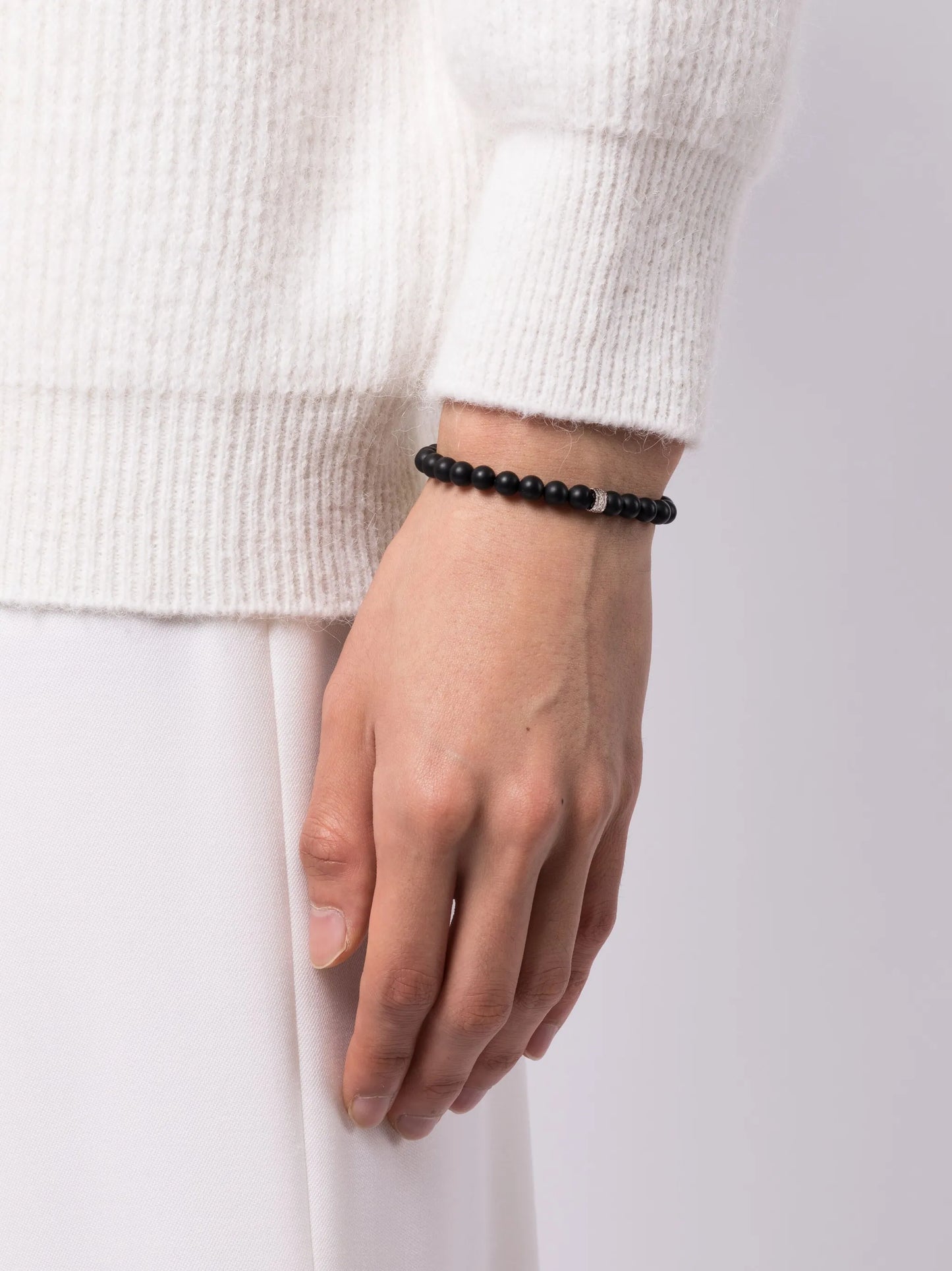 14kt white gold onyx beaded bracelet