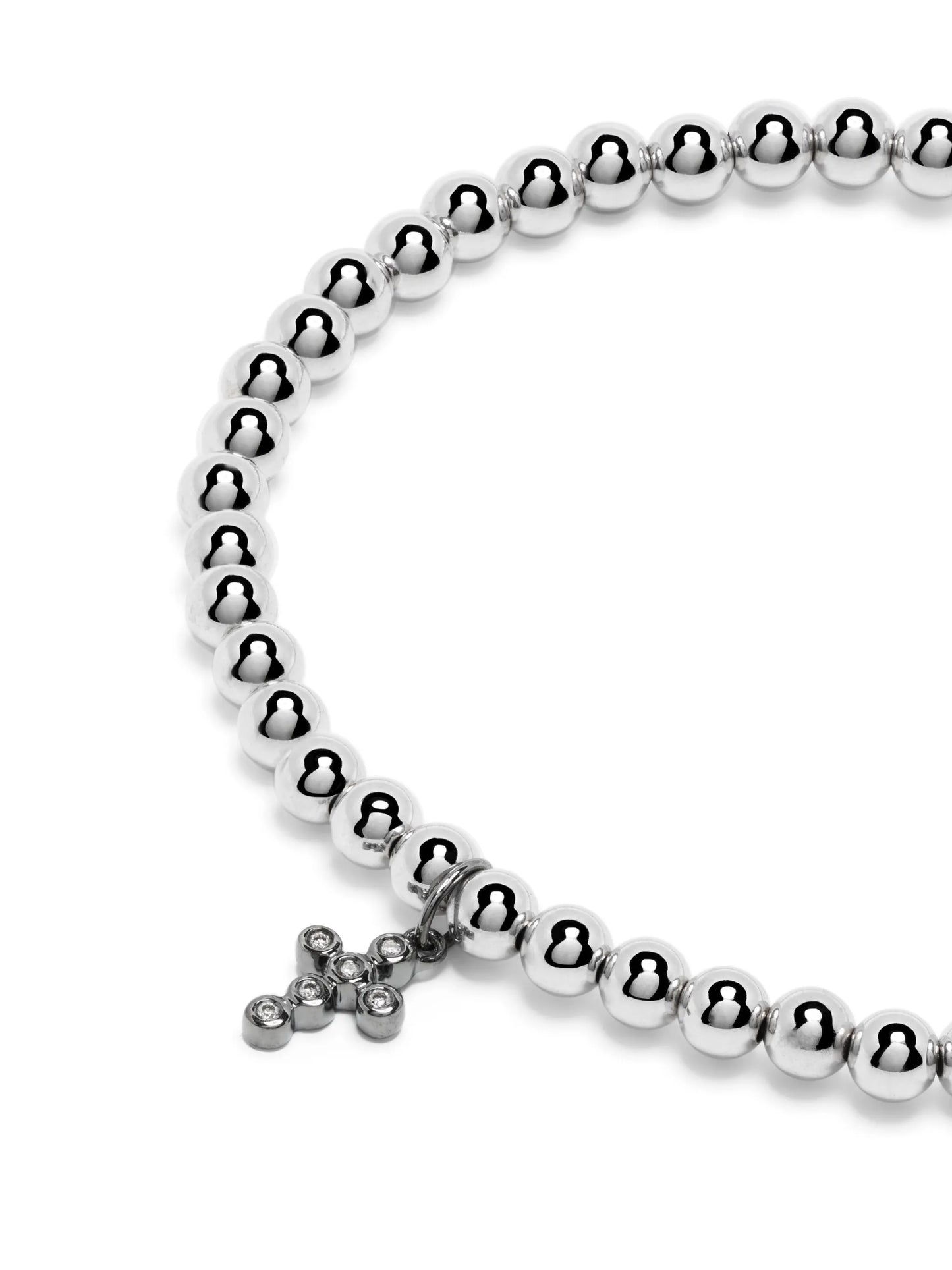 14kt white gold Cross Charm beaded bracelet
