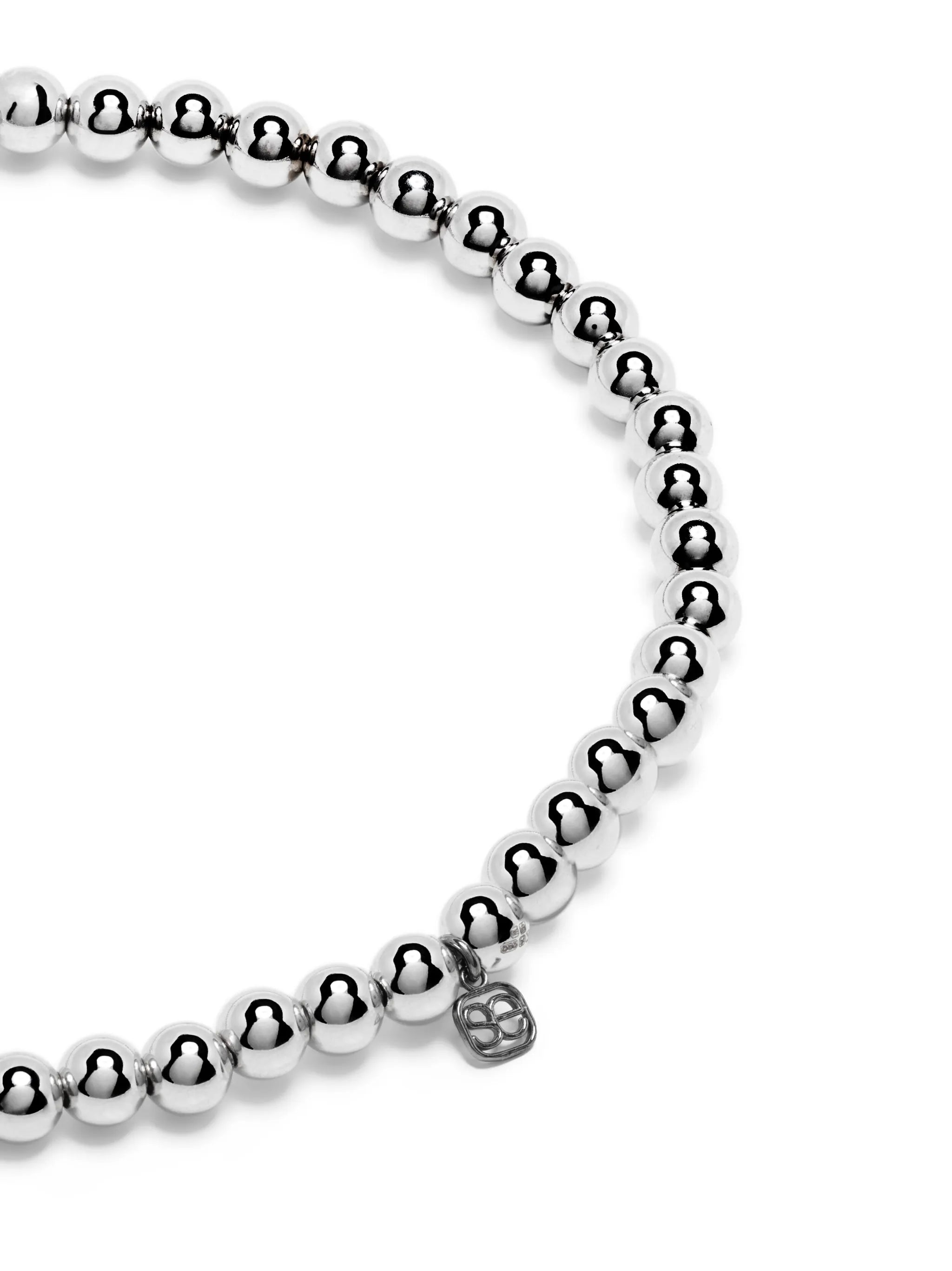 14kt white gold Cross Charm beaded bracelet