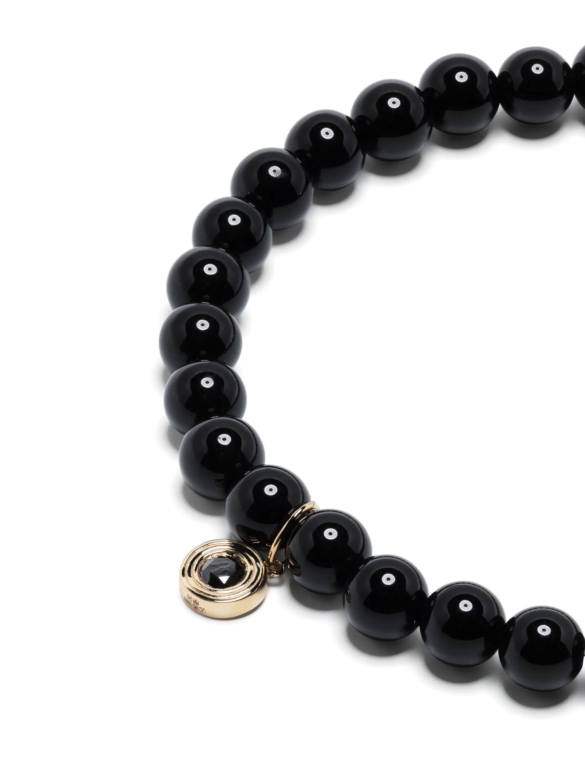 14kt yellow gold charm-detail onyx bracelet