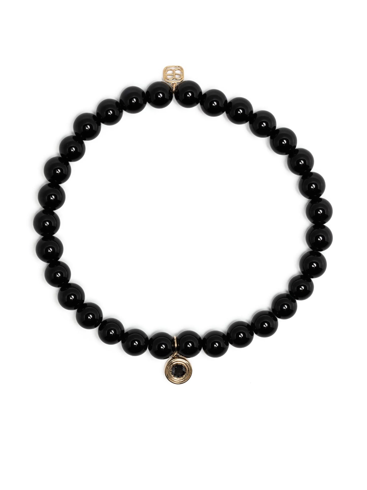 14kt yellow gold charm-detail onyx bracelet