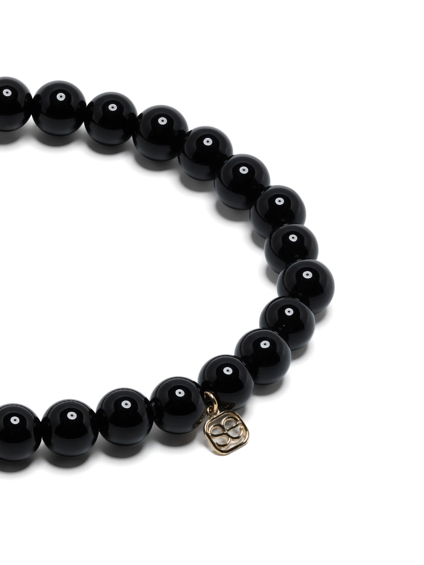 14kt yellow gold charm-detail onyx bracelet