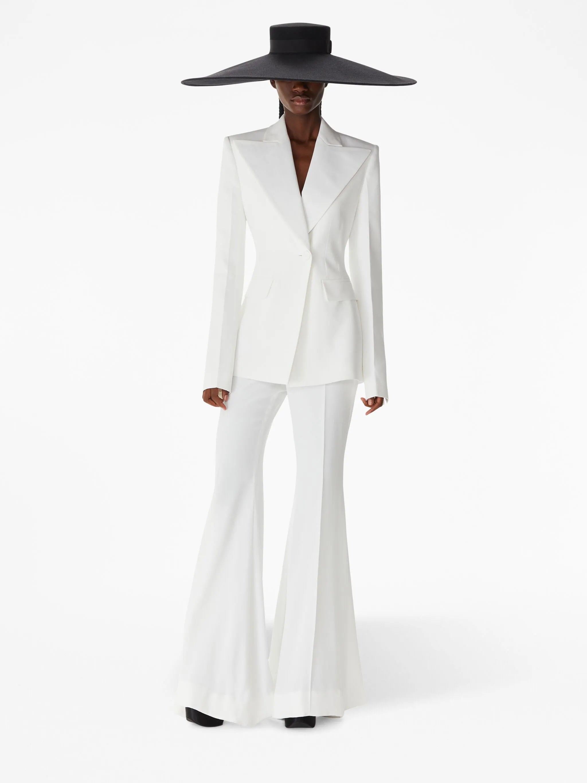 high-waisted super-flared trousers