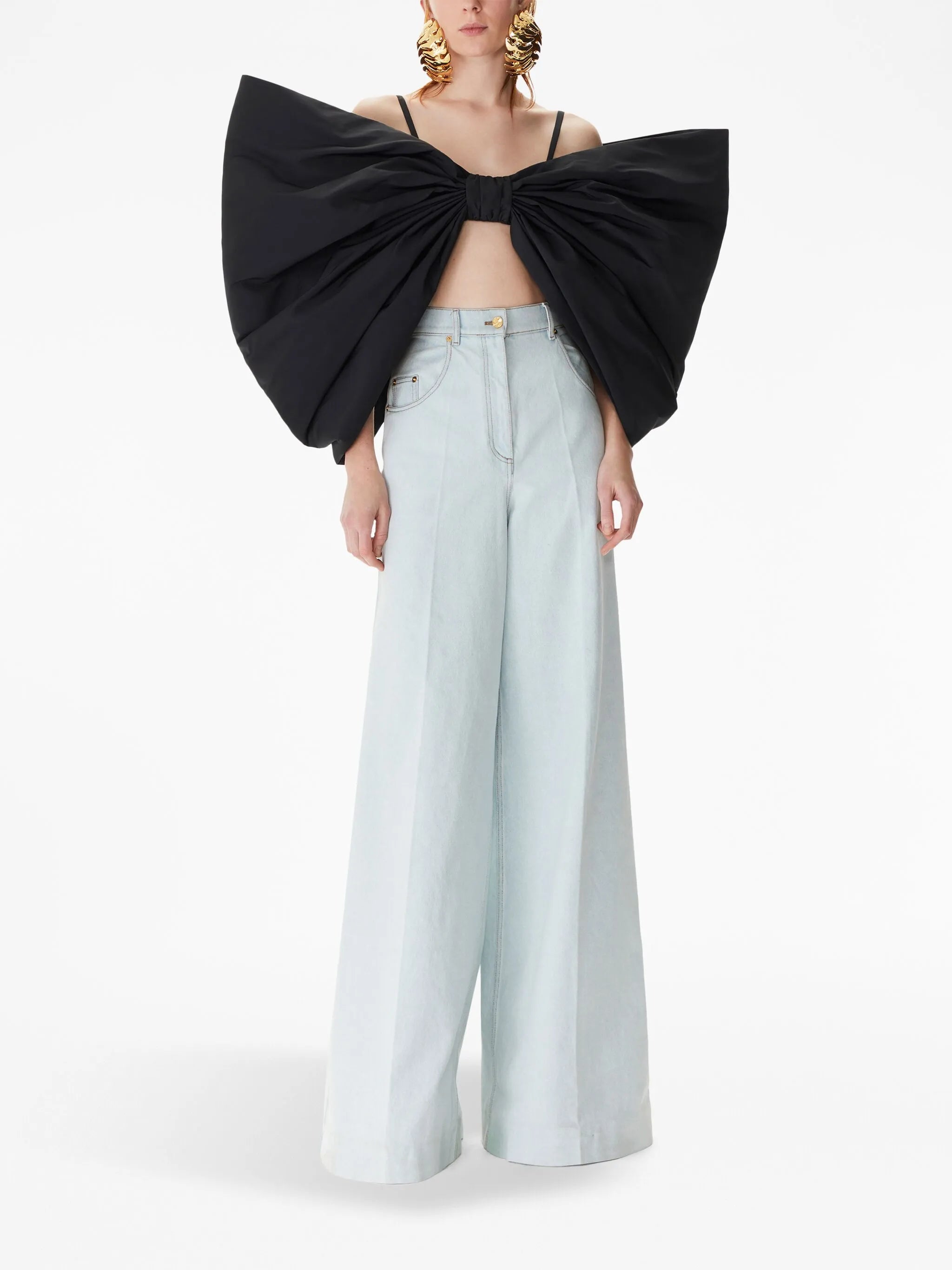 oversized-bow taffeta top