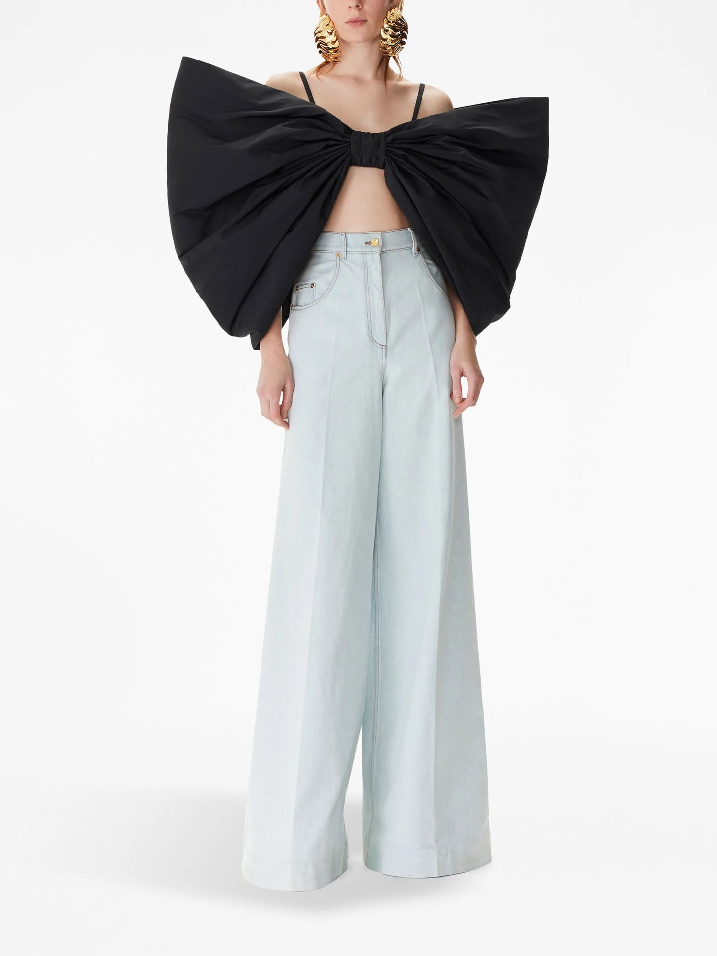 oversized-bow taffeta top