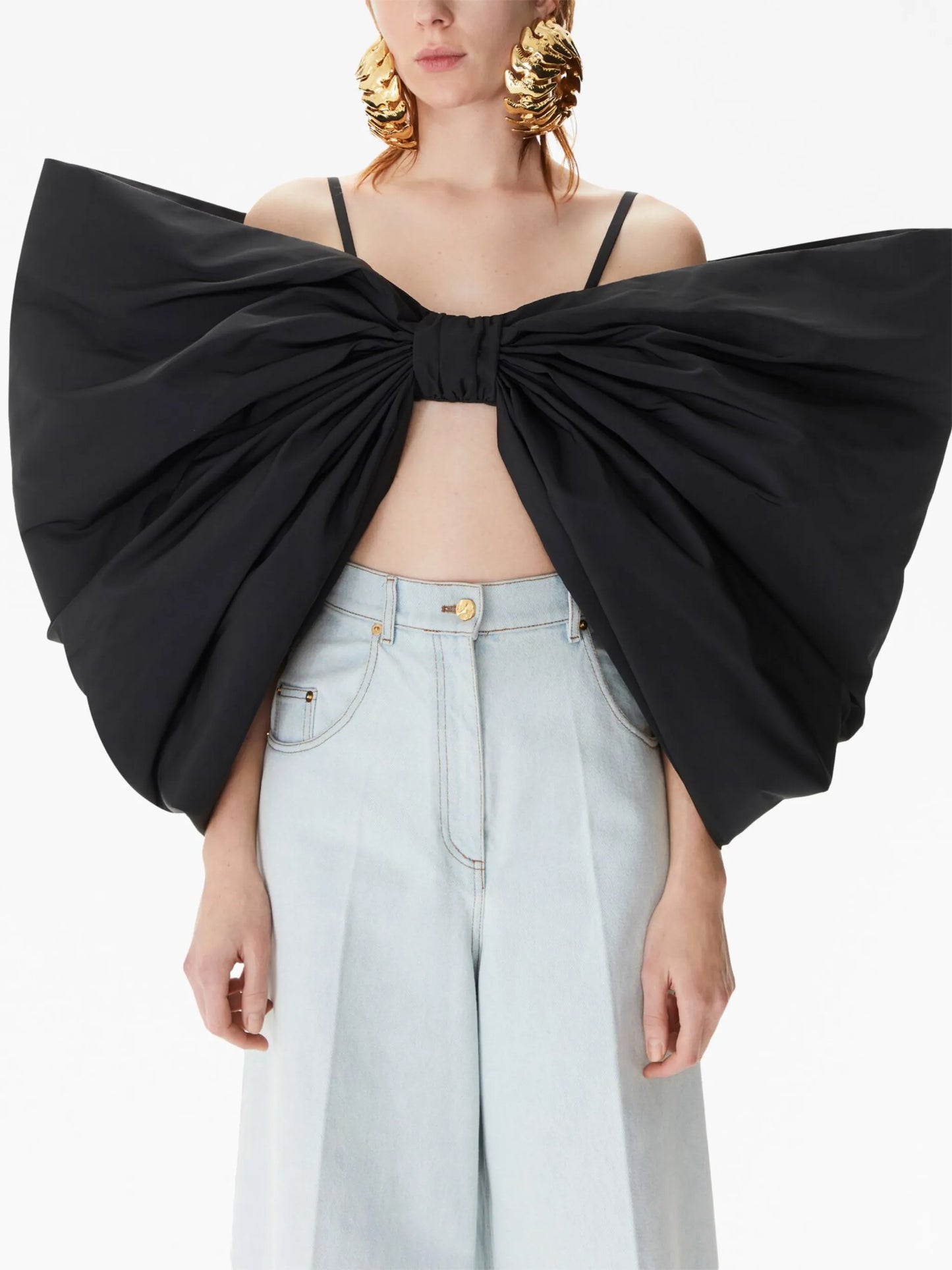 oversized-bow taffeta top