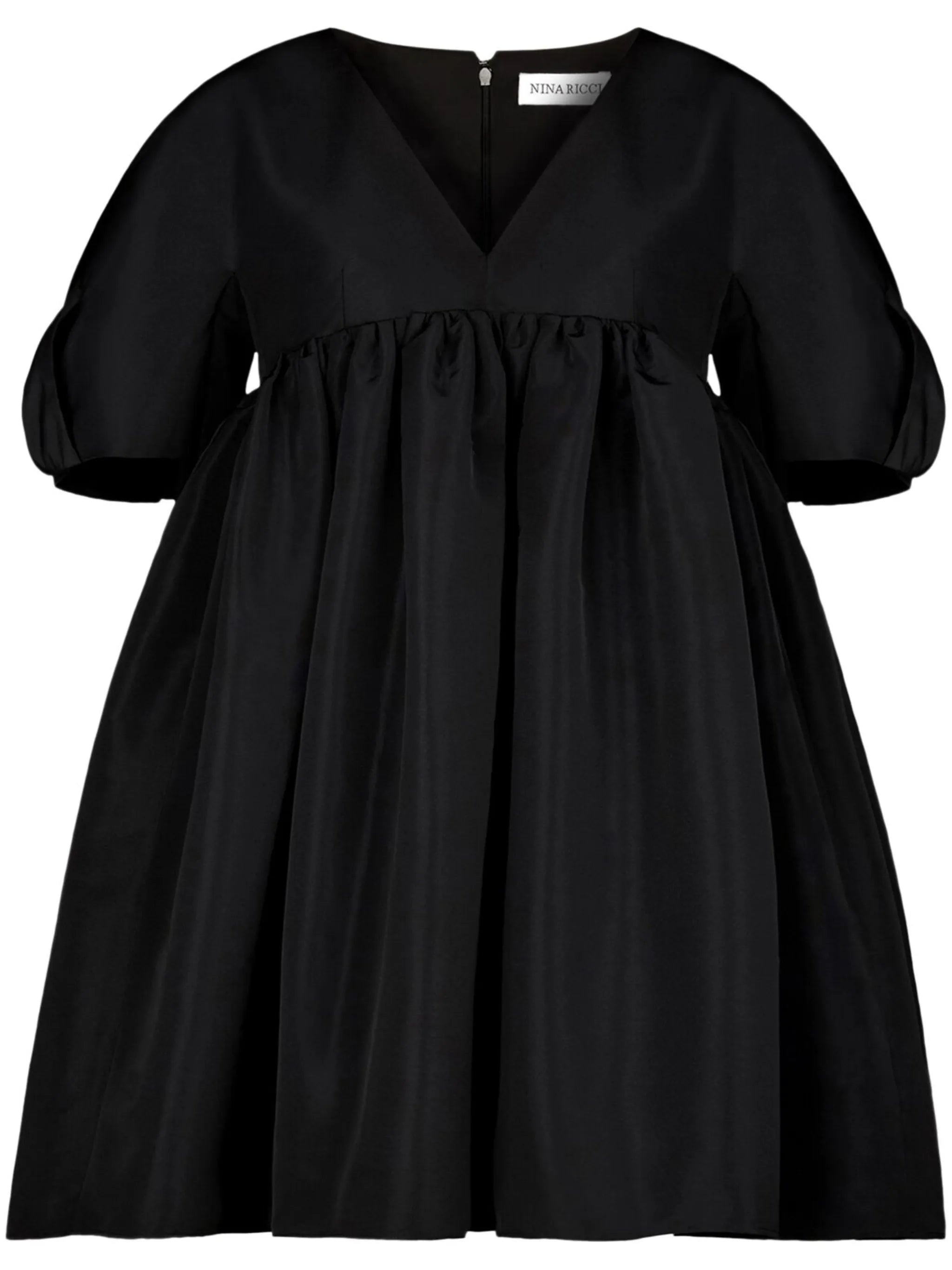 fully-pleated V-neck dress