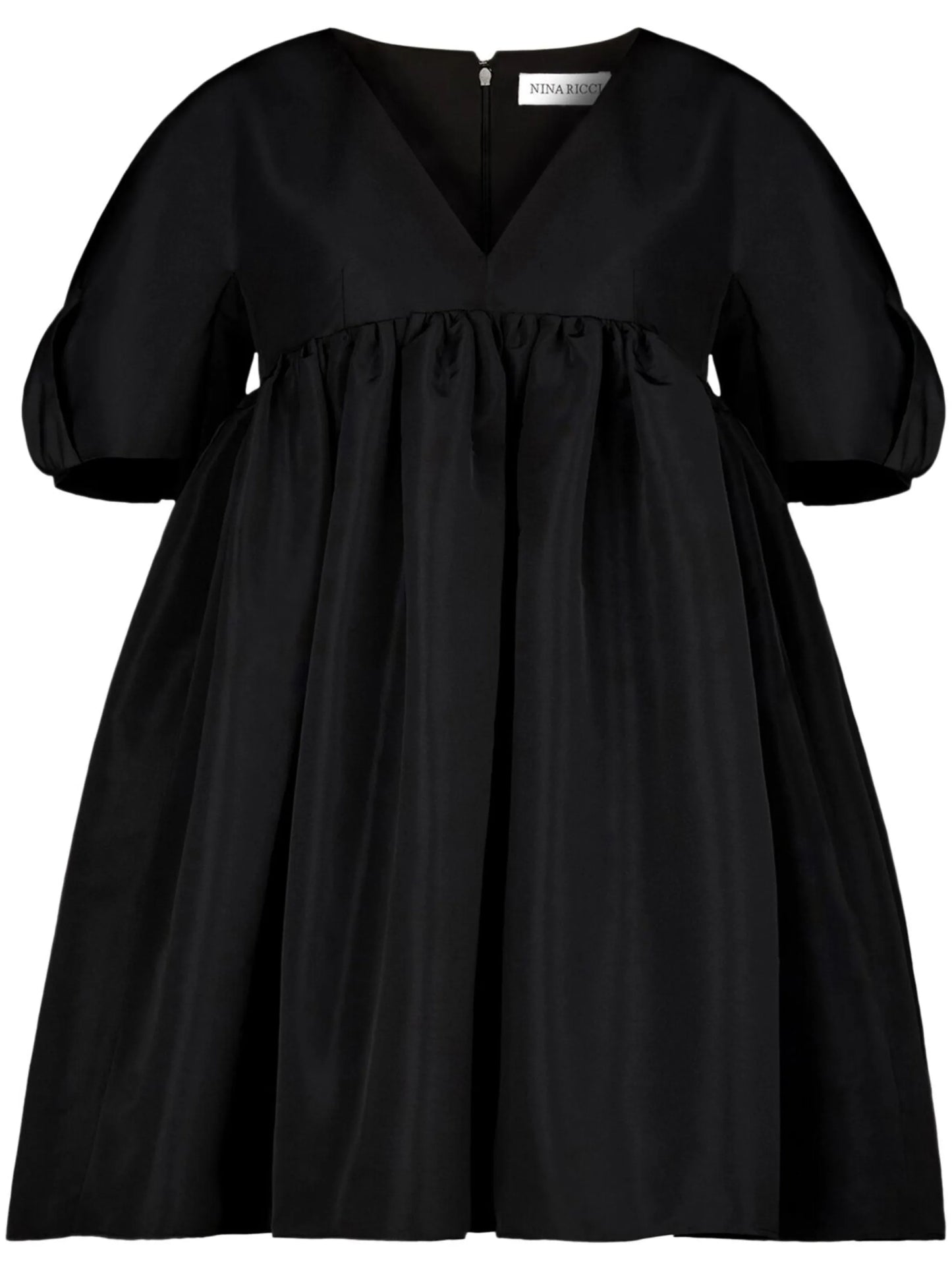 fully-pleated V-neck dress
