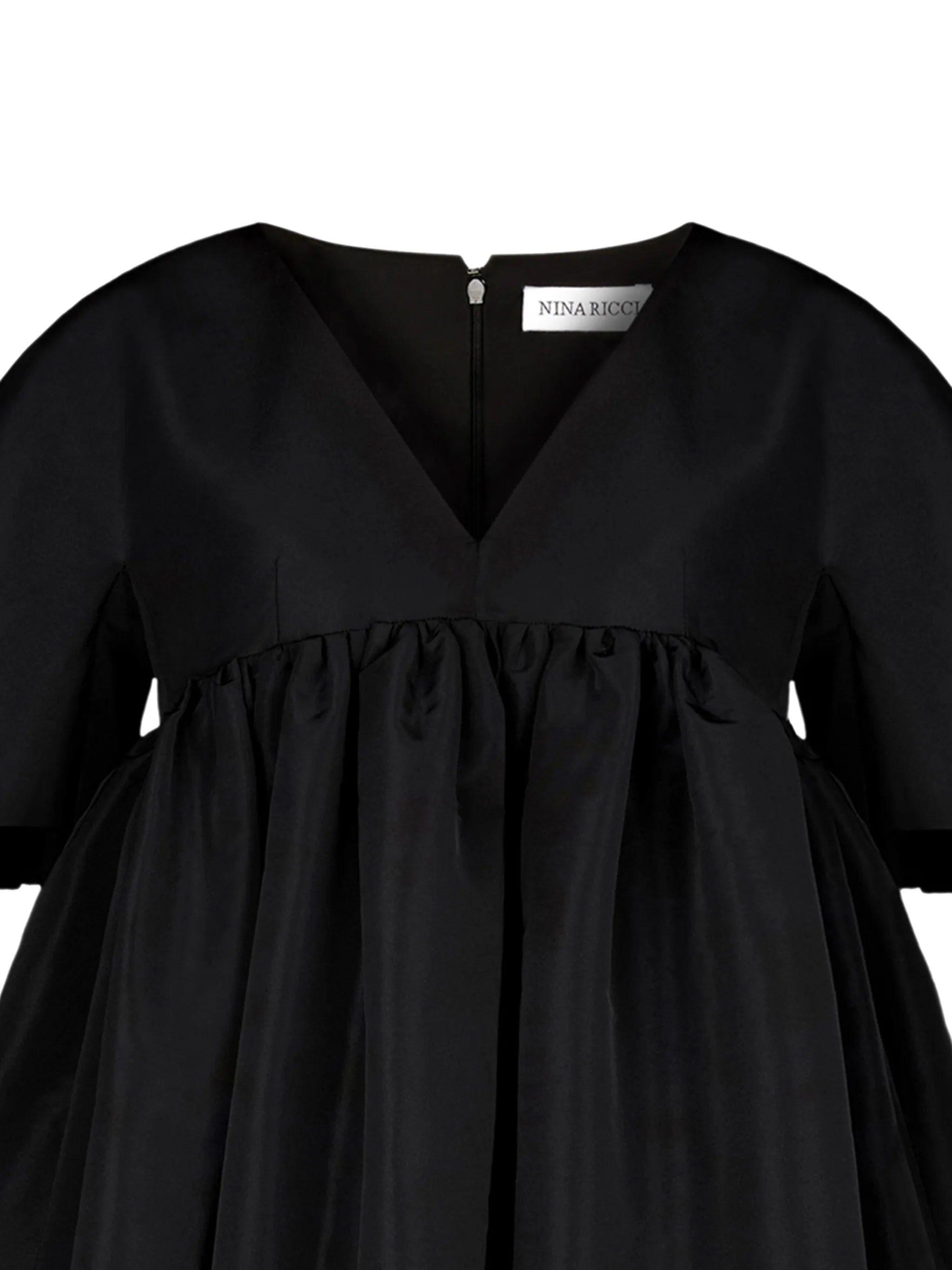 fully-pleated V-neck dress