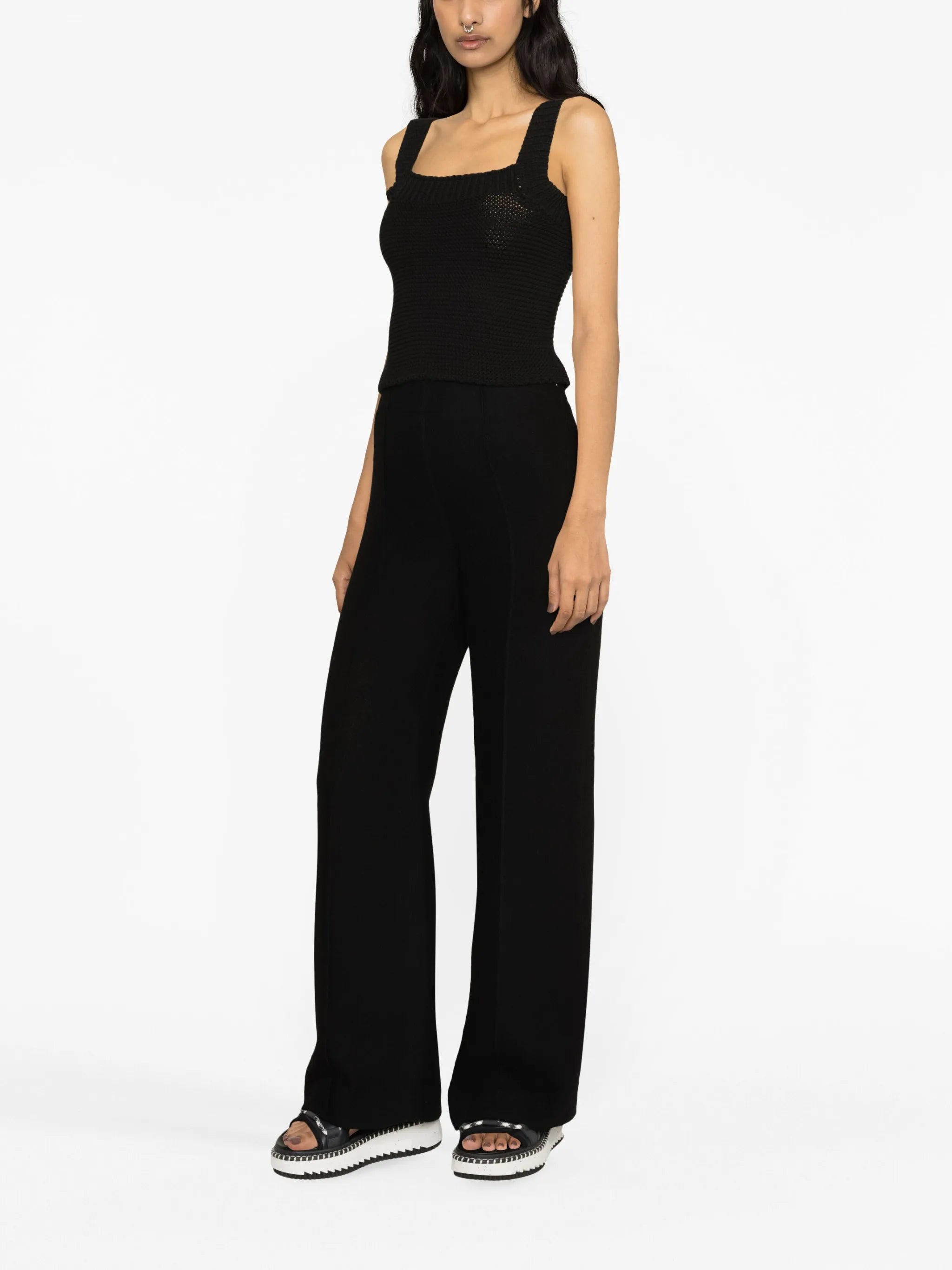 high-waist flared trousers