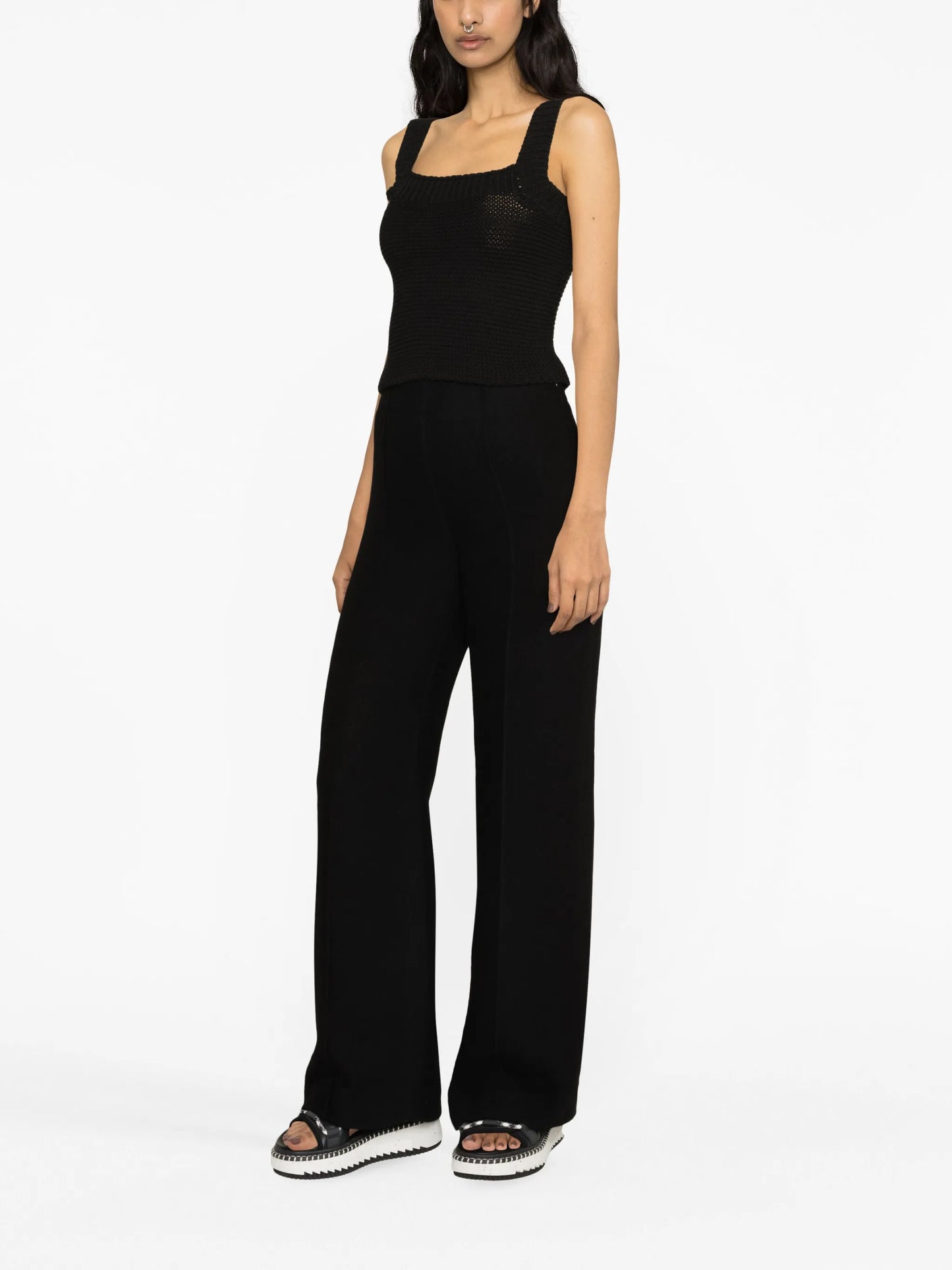 high-waist flared trousers