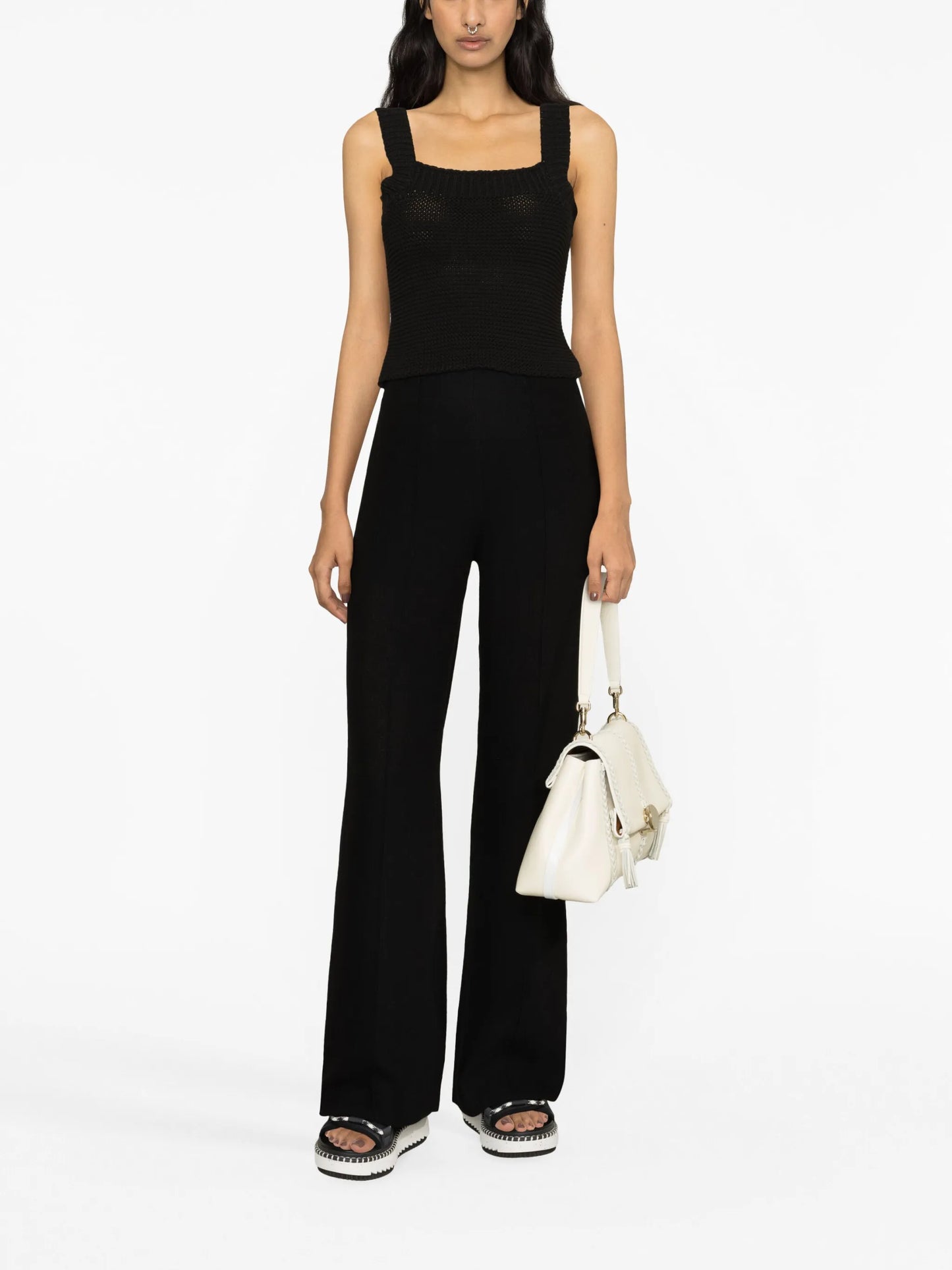 high-waist flared trousers