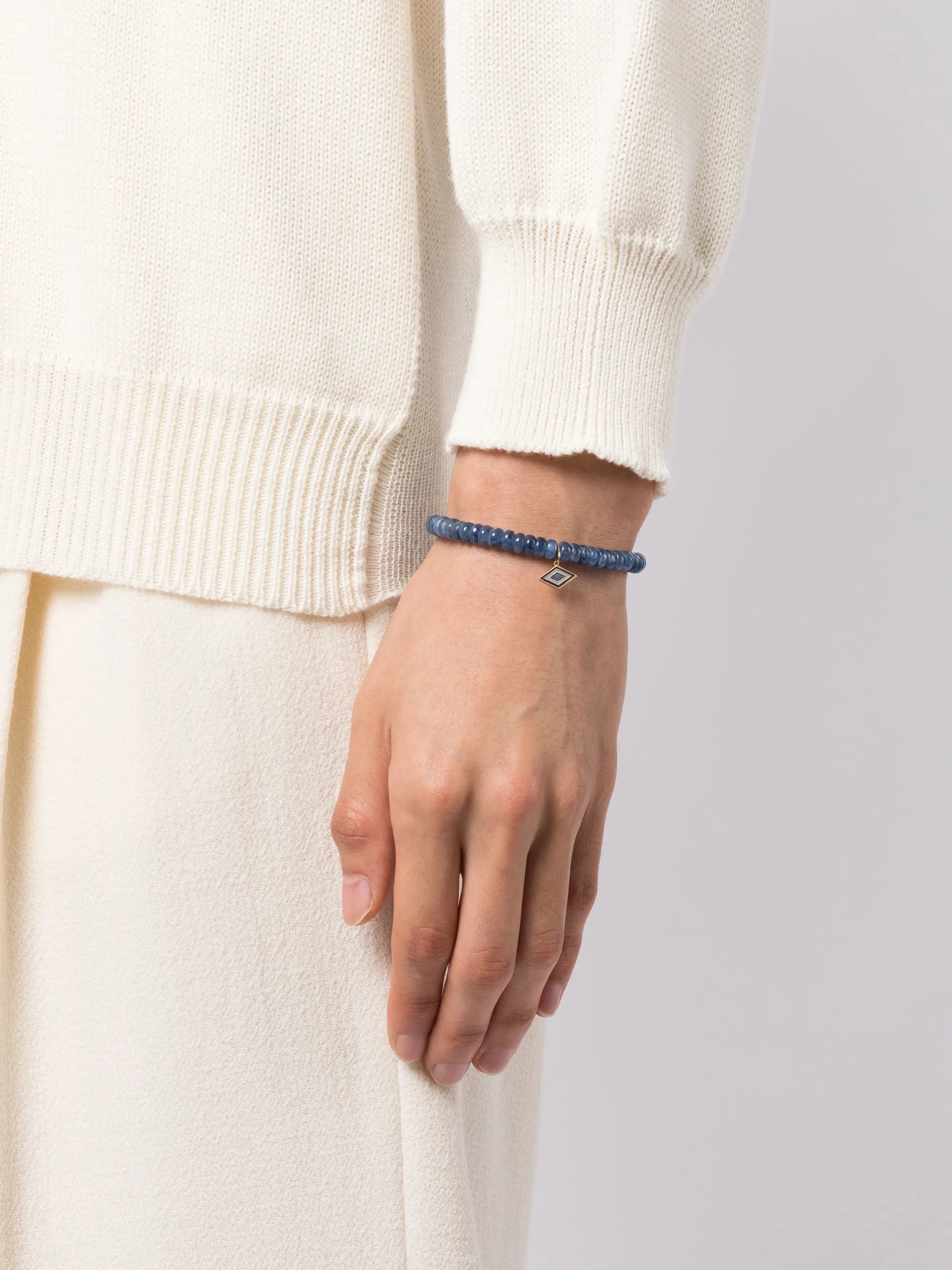 14kt yellow gold Groovy Eye kyanite beaded bracelet