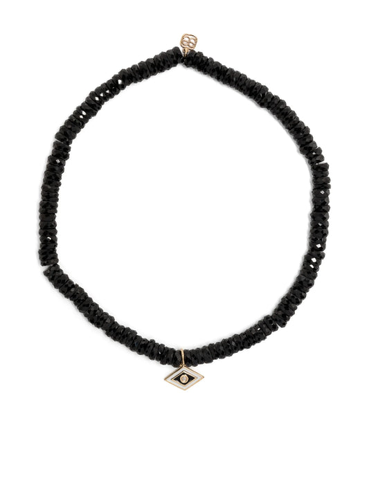 14kt yellow gold Groovy Eye onyx beaded bracelet