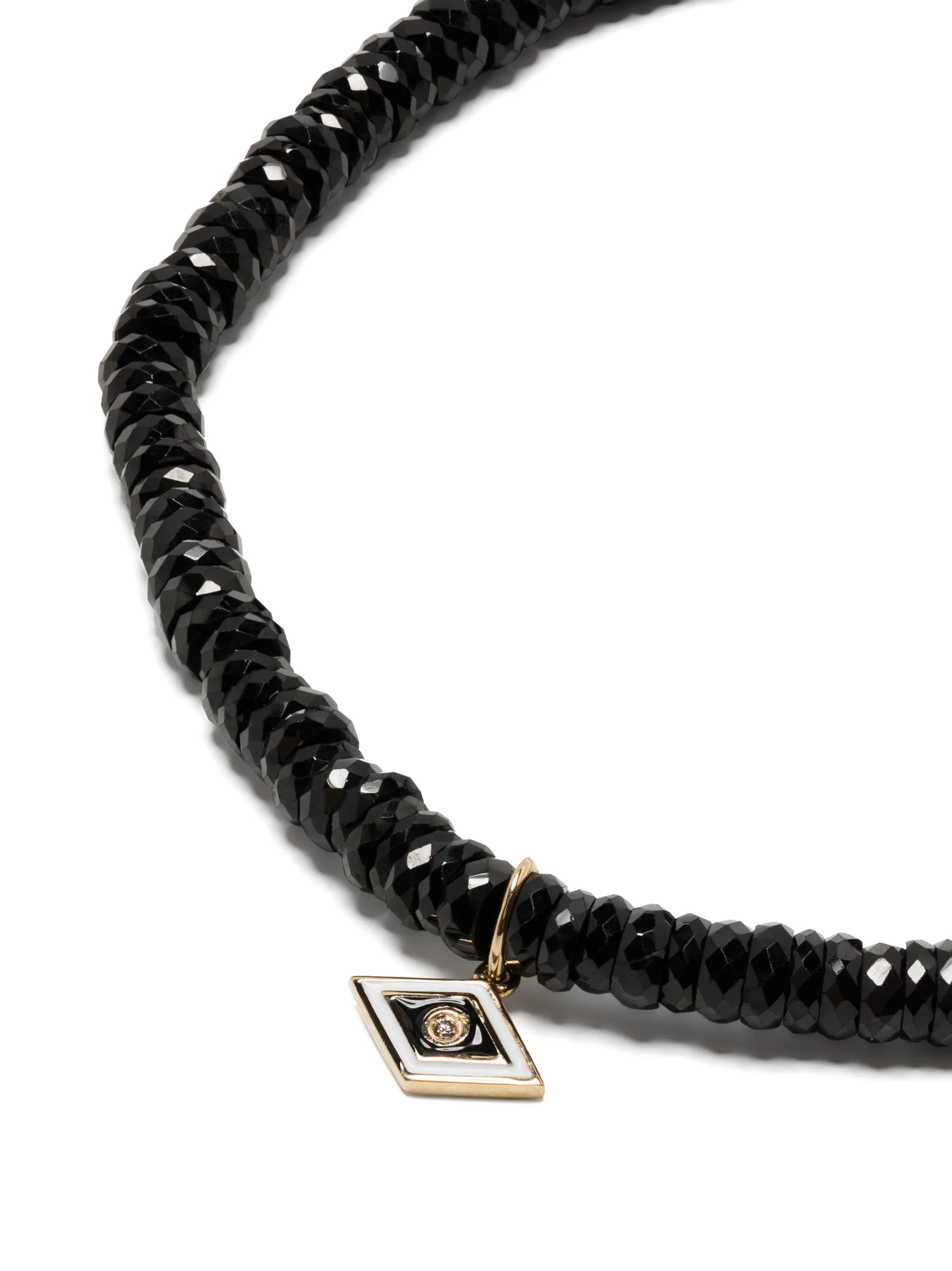 14kt yellow gold Groovy Eye onyx beaded bracelet