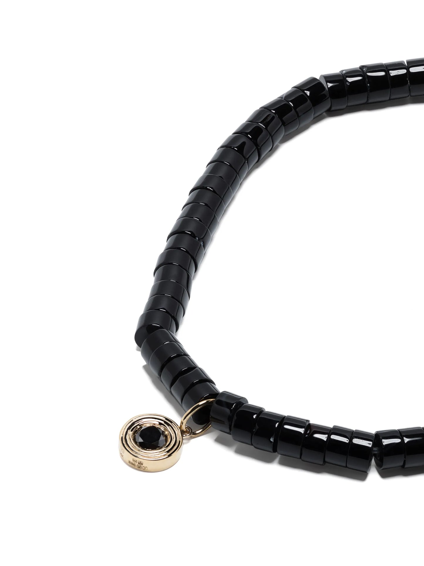 14kt yellow gold diamond charm beaded bracelet