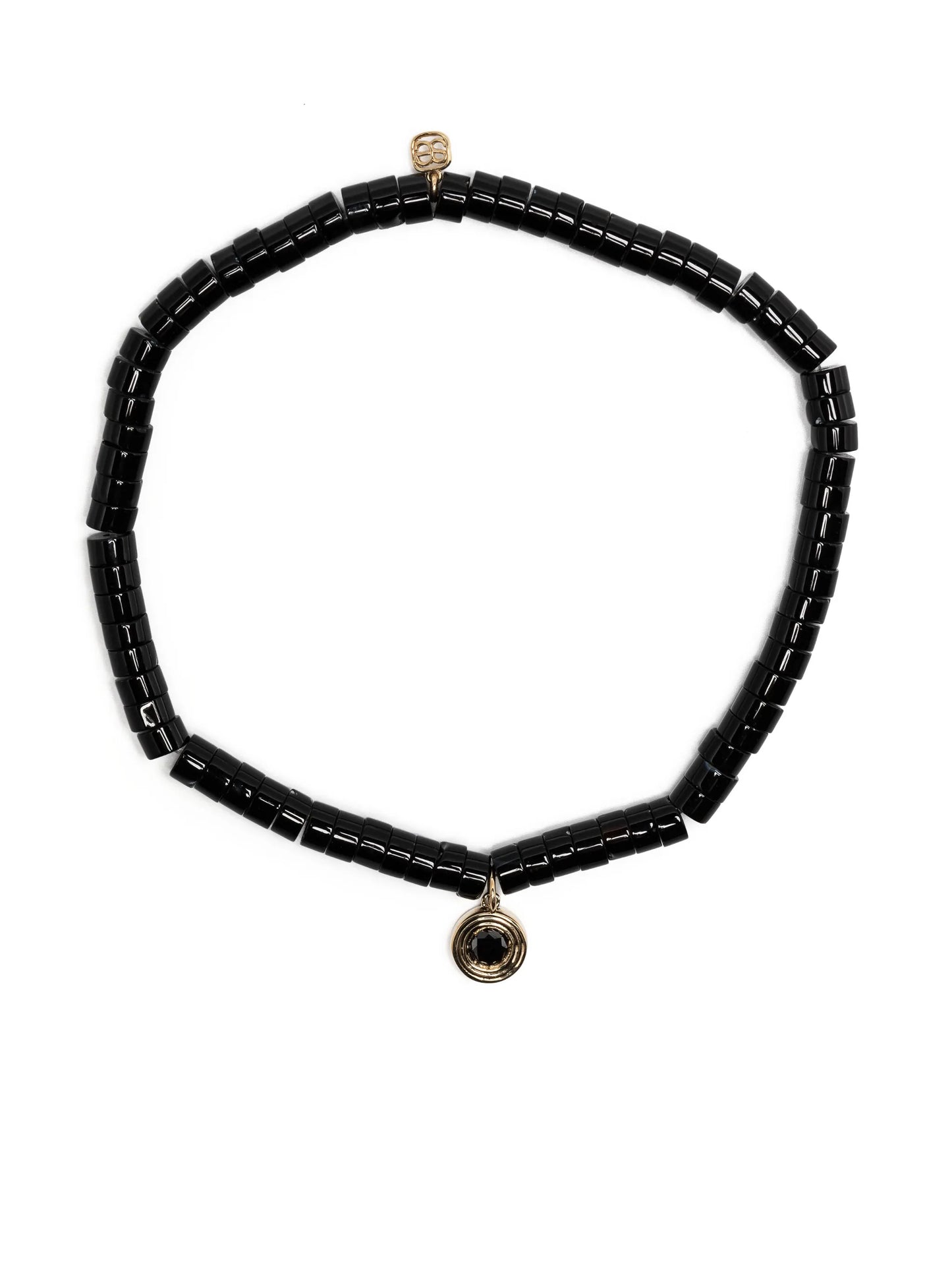 14kt yellow gold diamond charm beaded bracelet