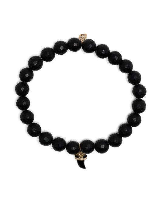 14kt yellow-gold Horn beaded diamond bracelet