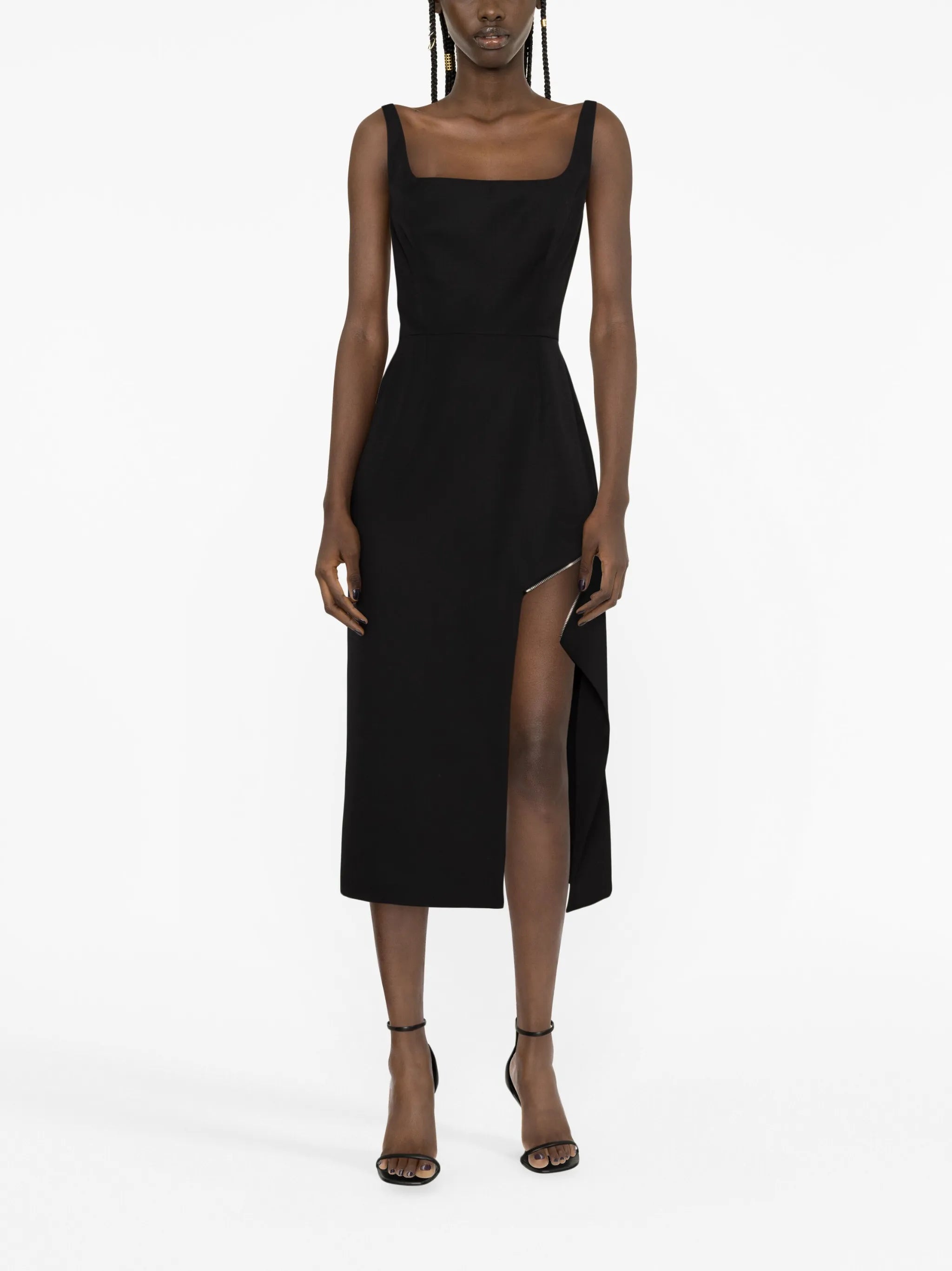 zip-embellished midi dress
