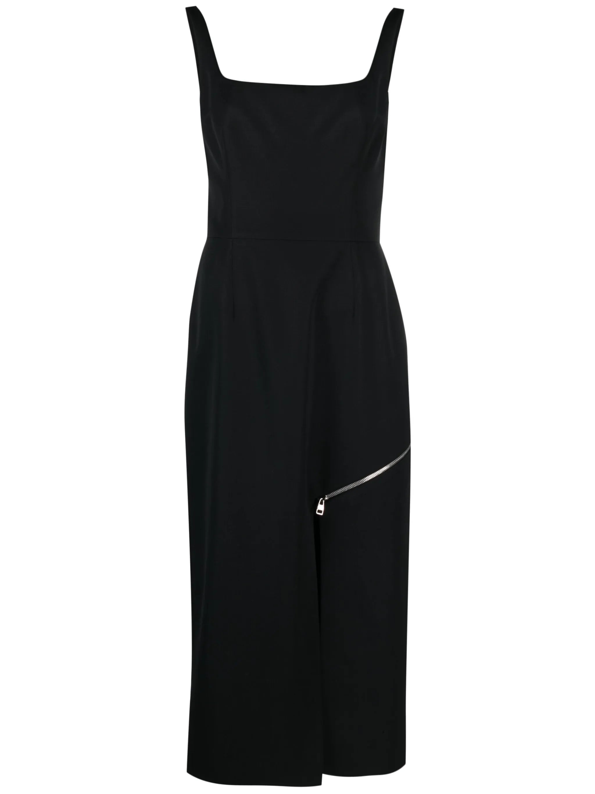 zip-embellished midi dress