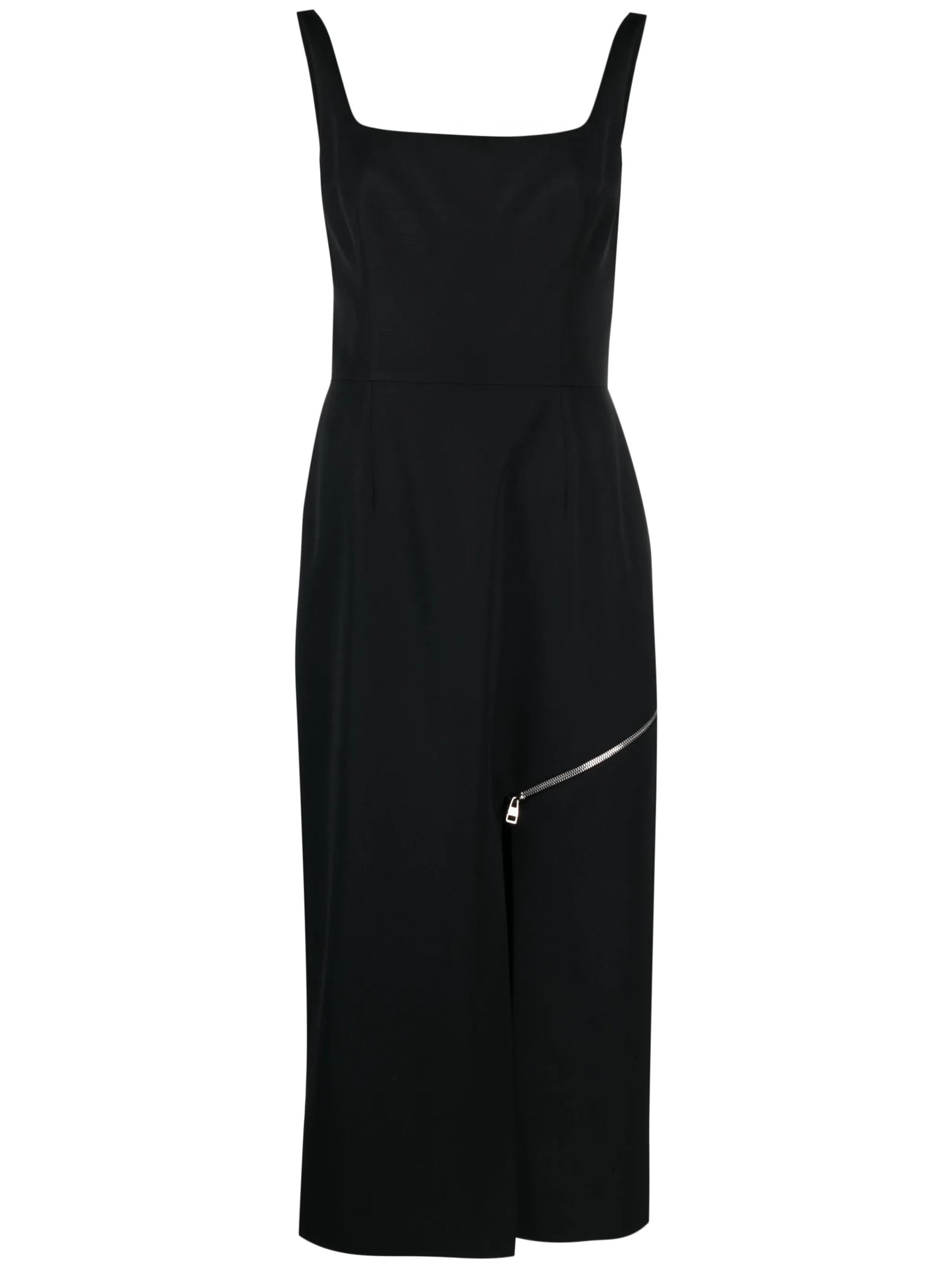 zip-embellished midi dress