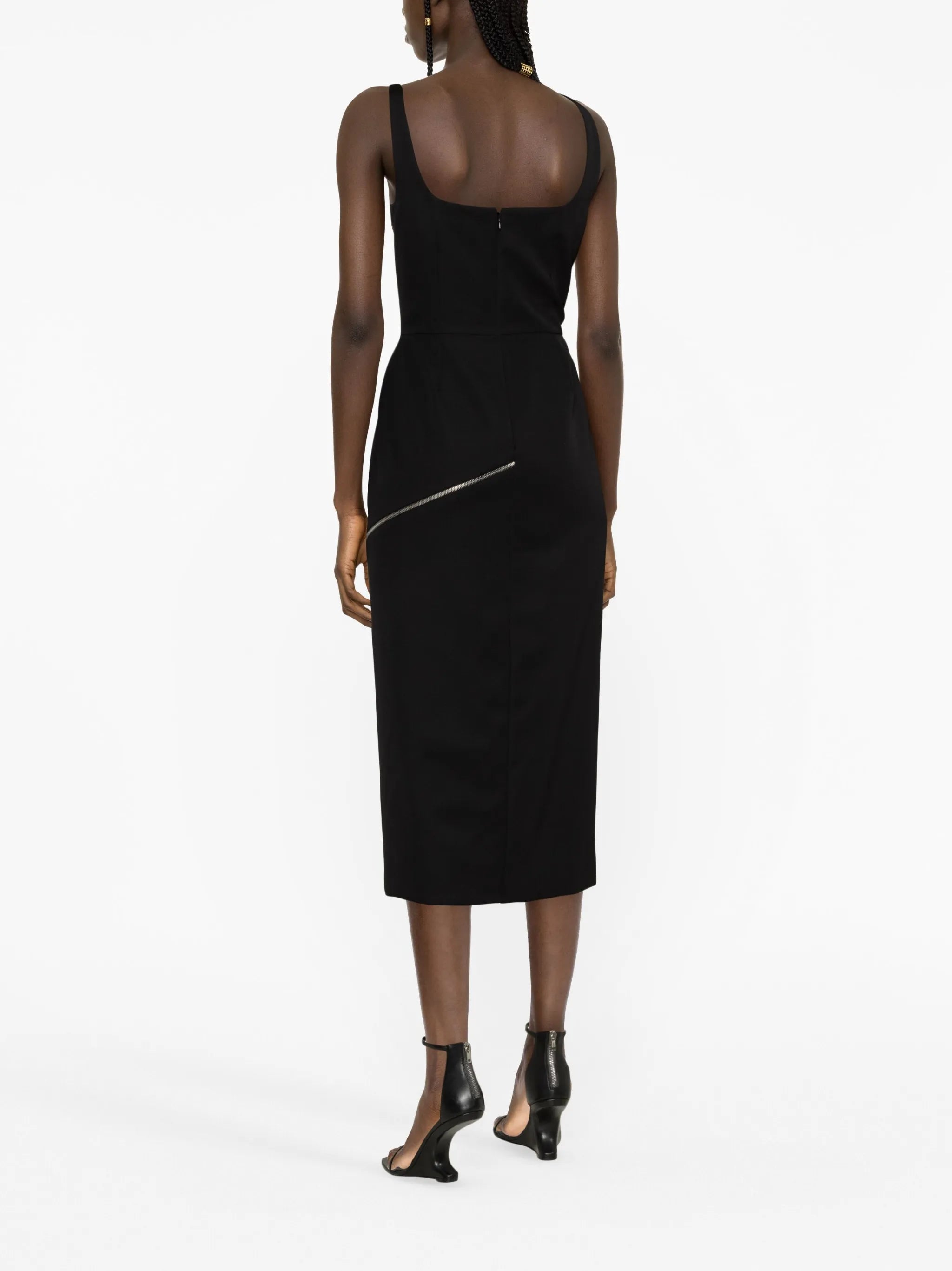 zip-embellished midi dress