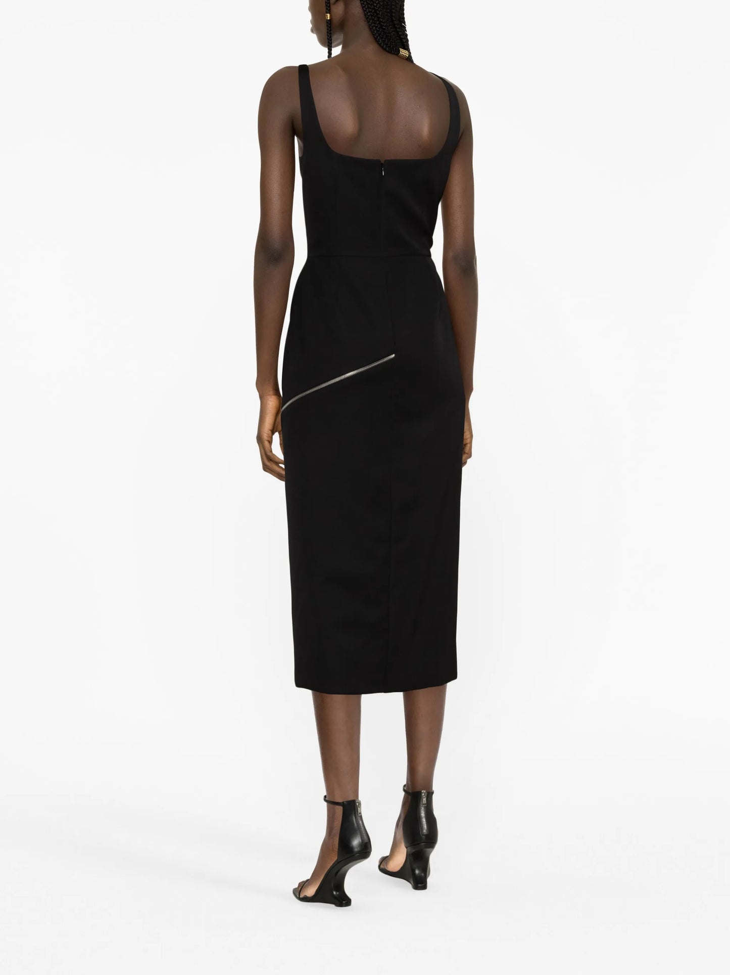 zip-embellished midi dress