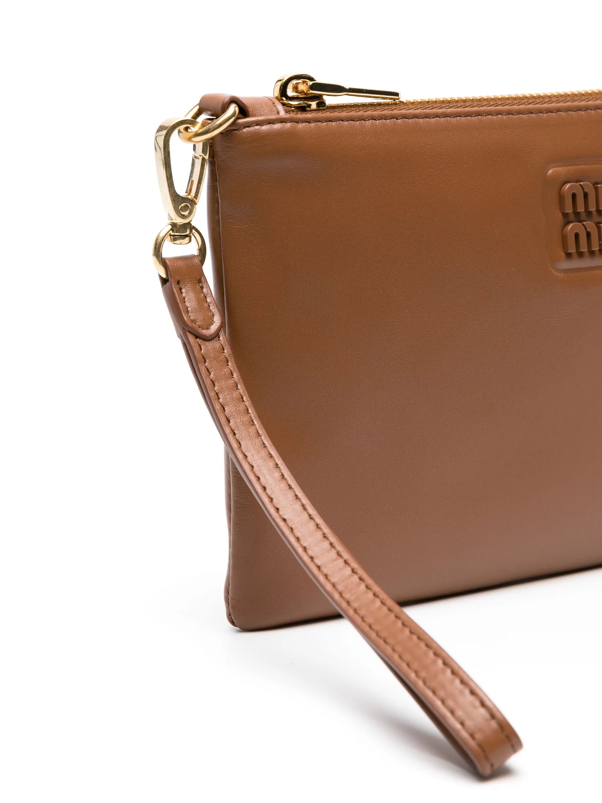 logo-plaque leather pouch bag