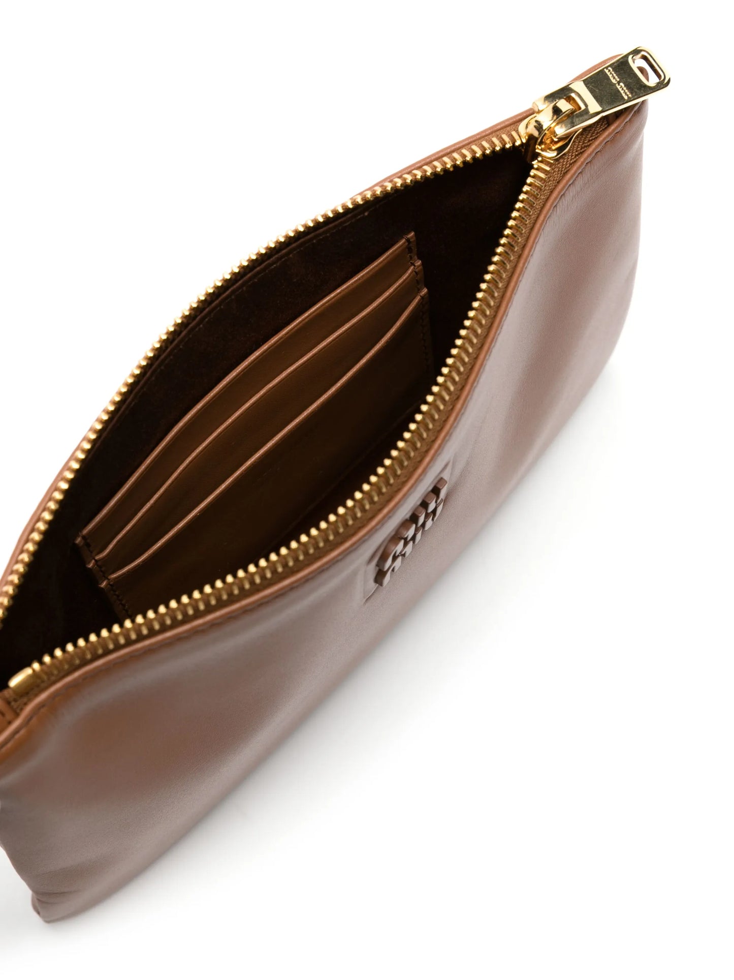 logo-plaque leather pouch bag