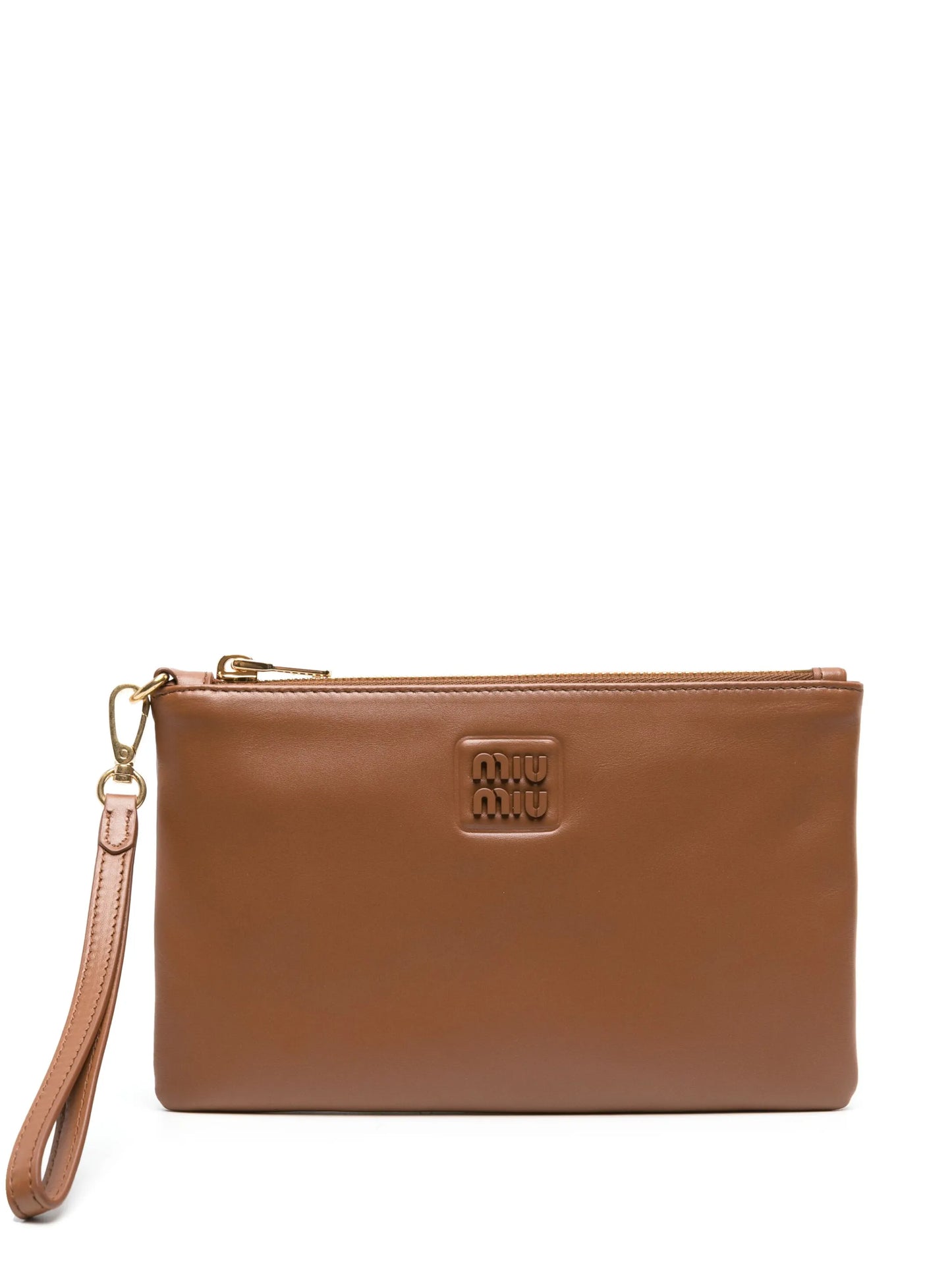 logo-plaque leather pouch bag