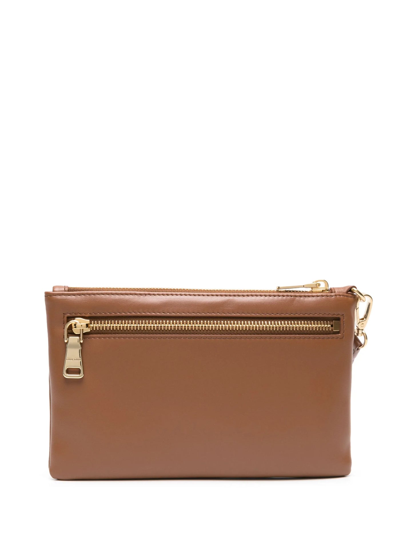 logo-plaque leather pouch bag