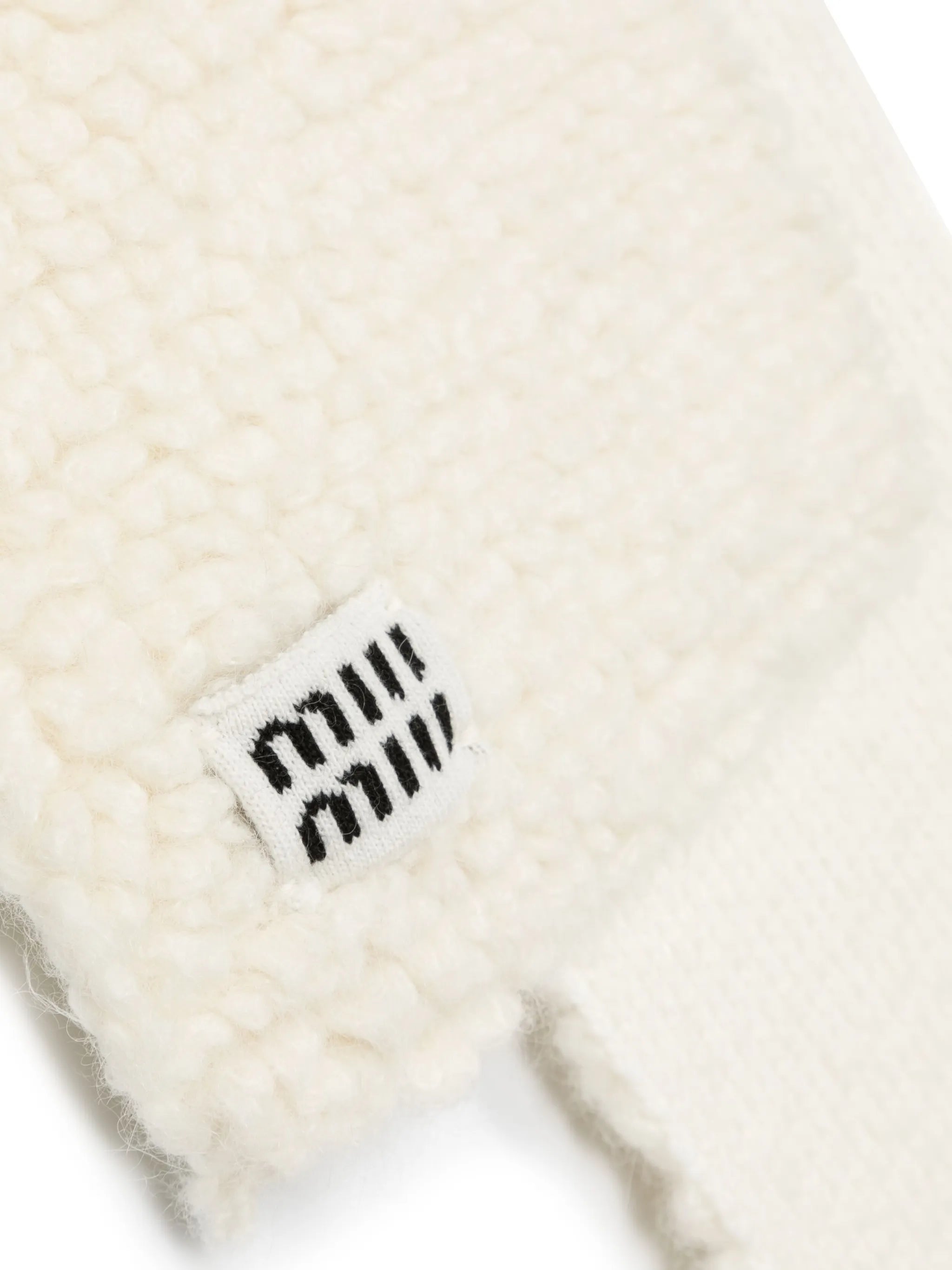 logo-patch fleece-texture scarf