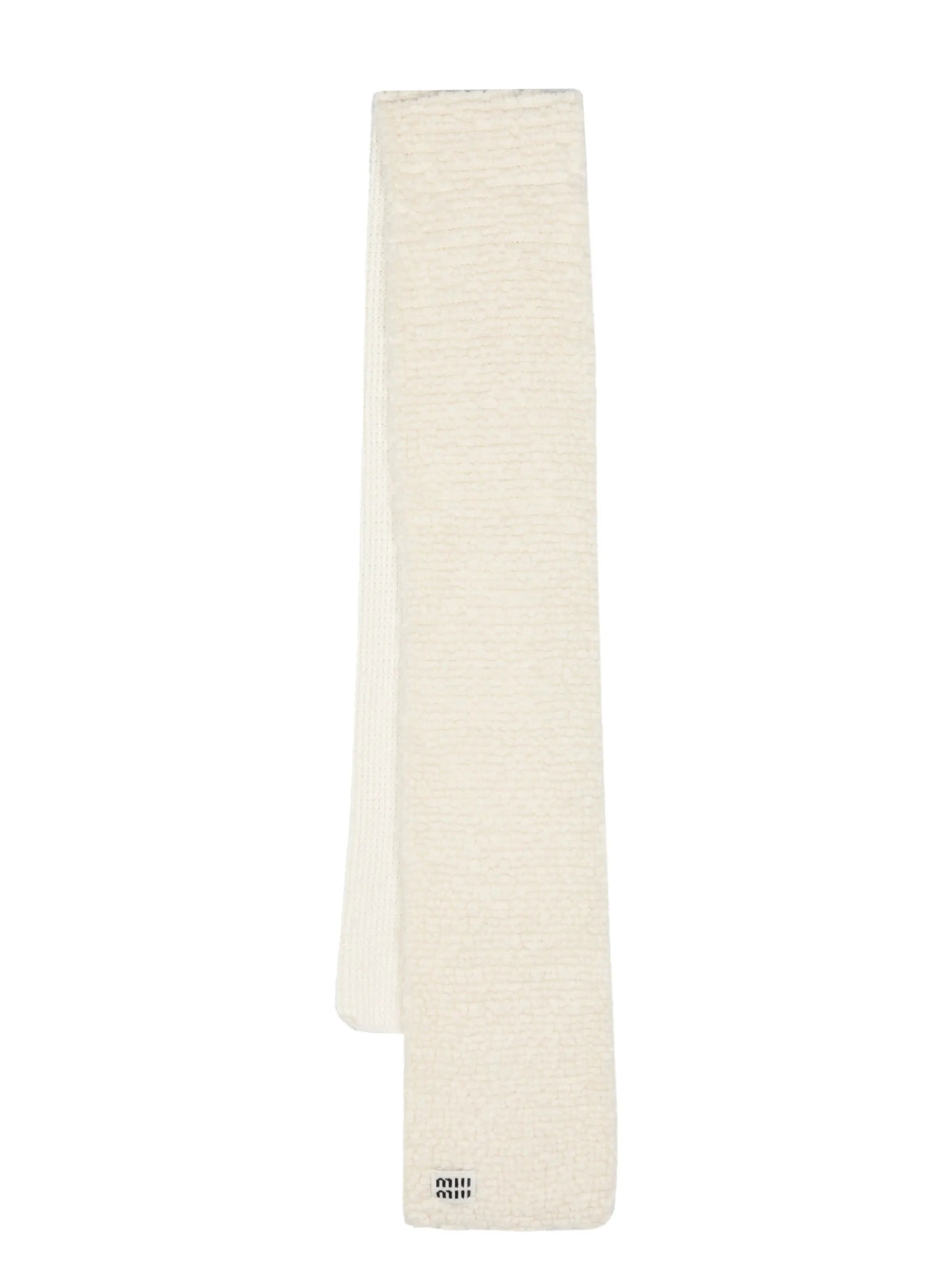 logo-patch fleece-texture scarf