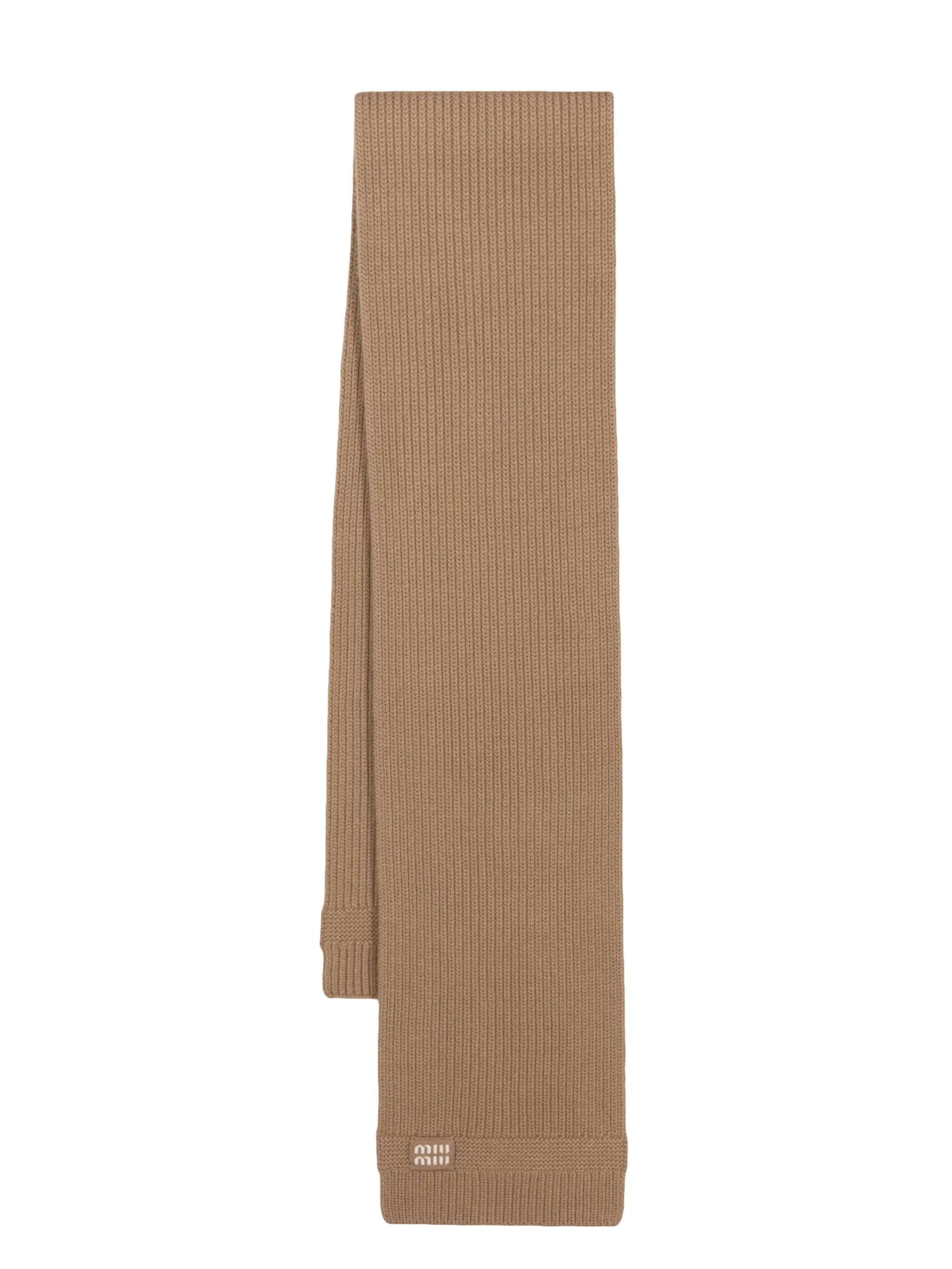 logo-patch virgin wool-blend scarf