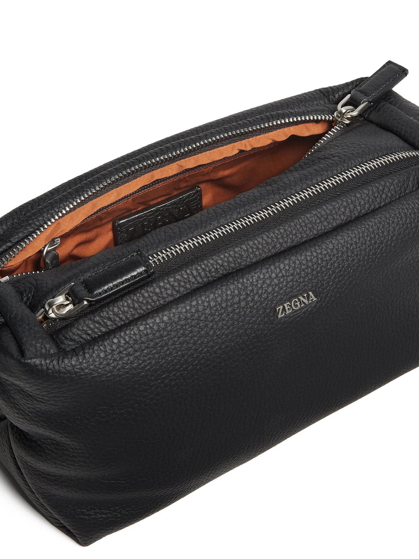 logo-plaque leather clutch