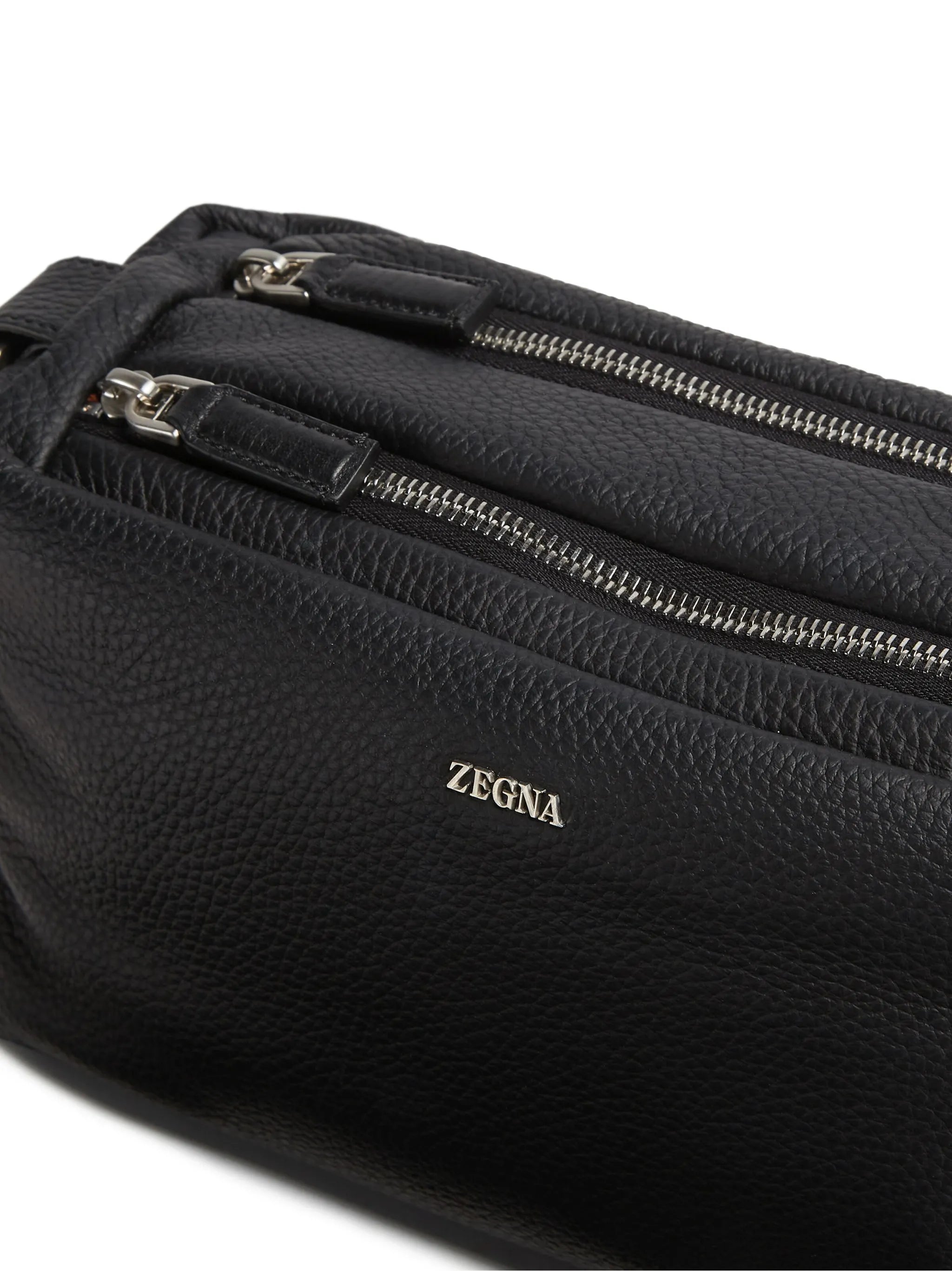 logo-plaque leather clutch